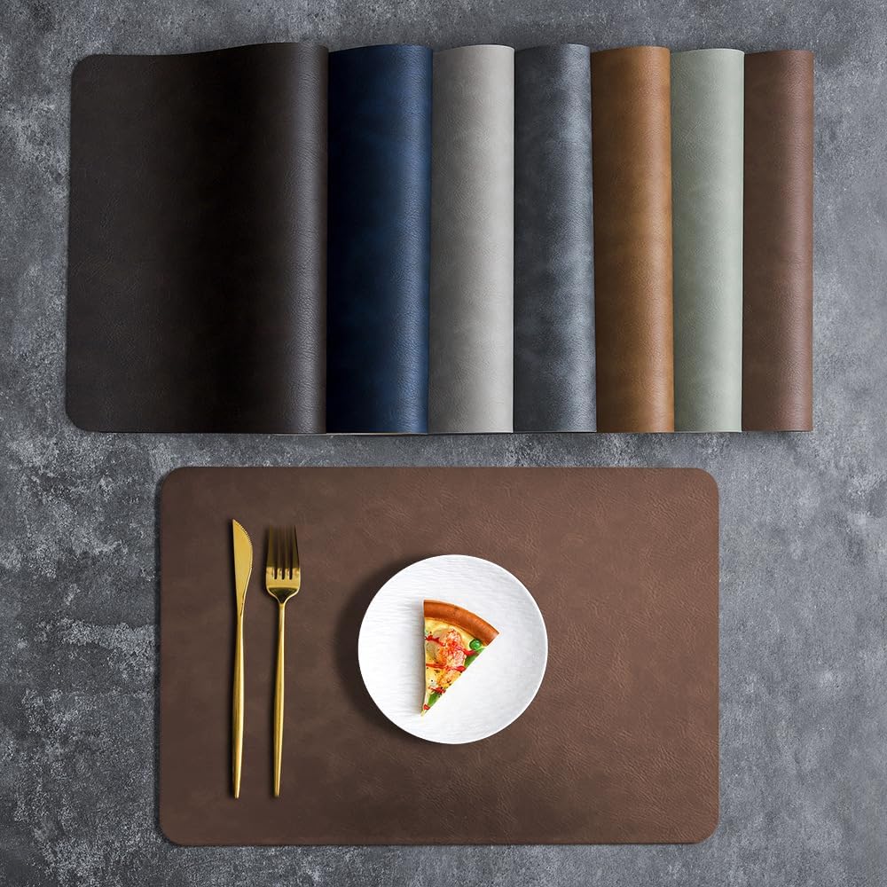 Leather-Based Heat-Resistant Table Mats for Kitchen Coffee Dining