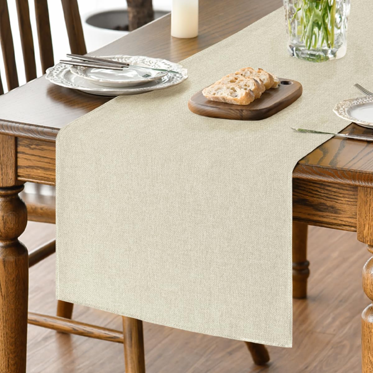 Artoid Mode Beige Table Runner Washable Kitchen Dining Decoration