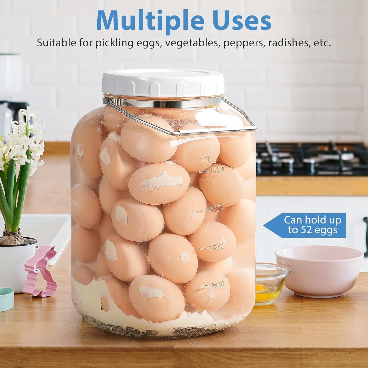 15 Gallon Glass Jars with Airtight Lid for Canning Storage