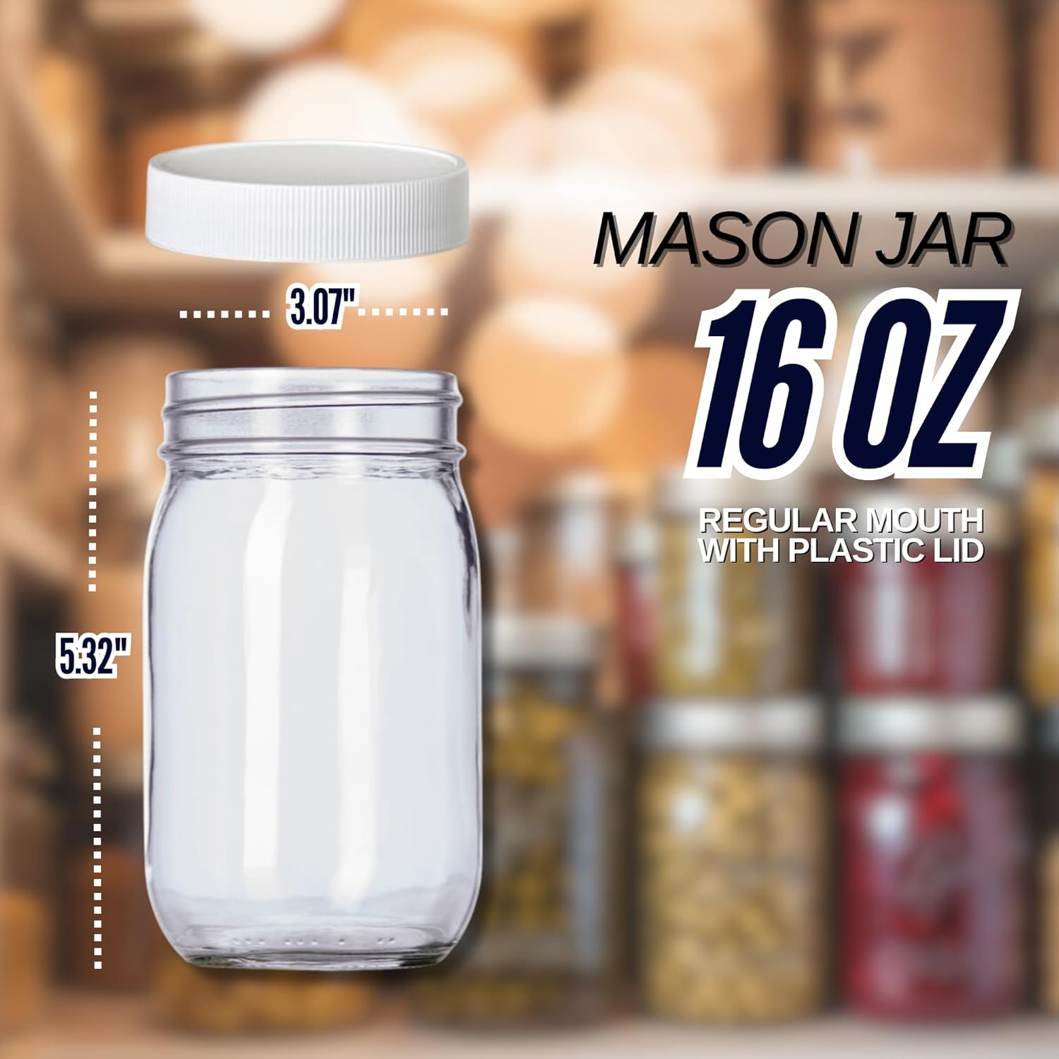 High-Quality Glass Mason Jars 16 oz