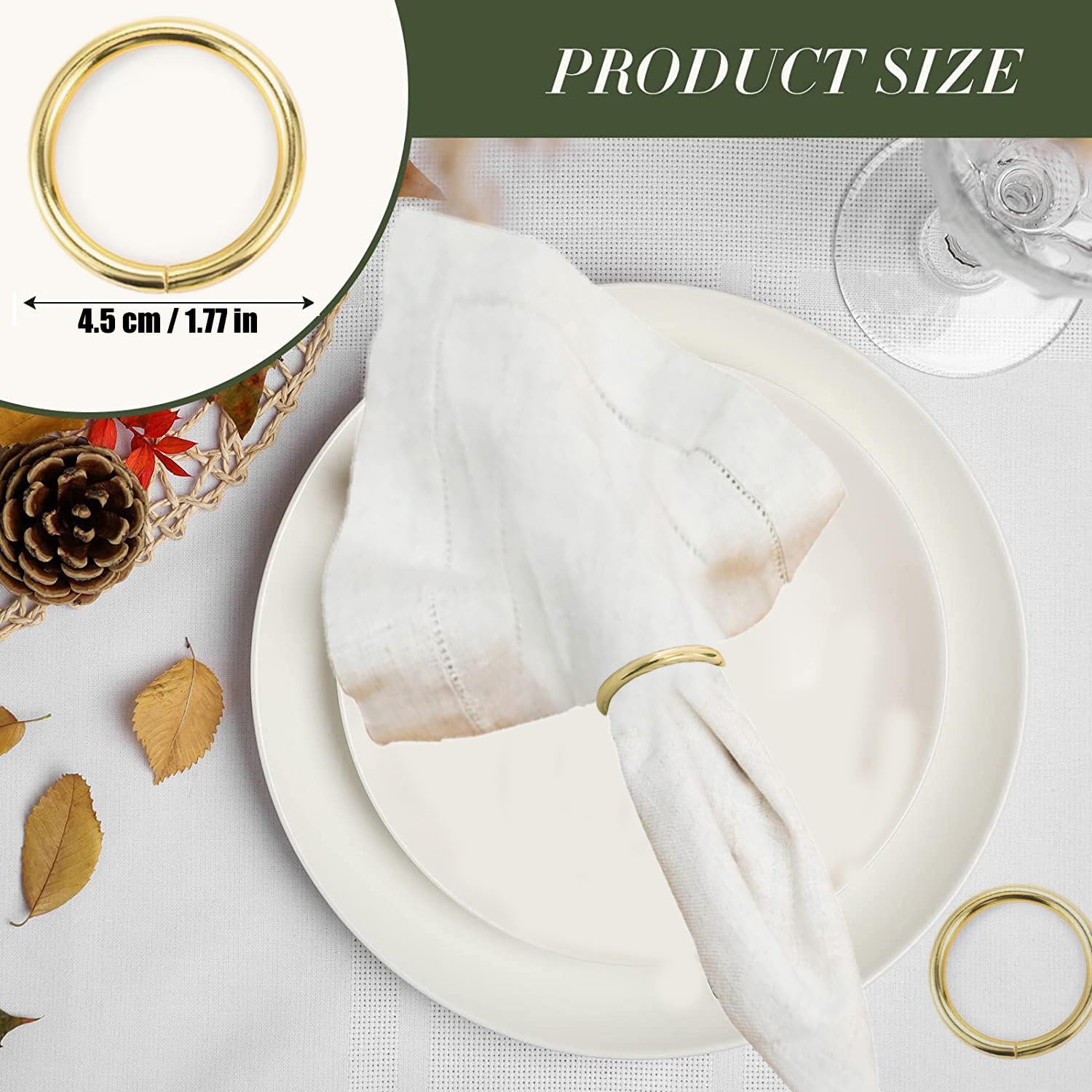 Stainless Steel Gold Napkin Rings 10-Piece Set for Dining Events