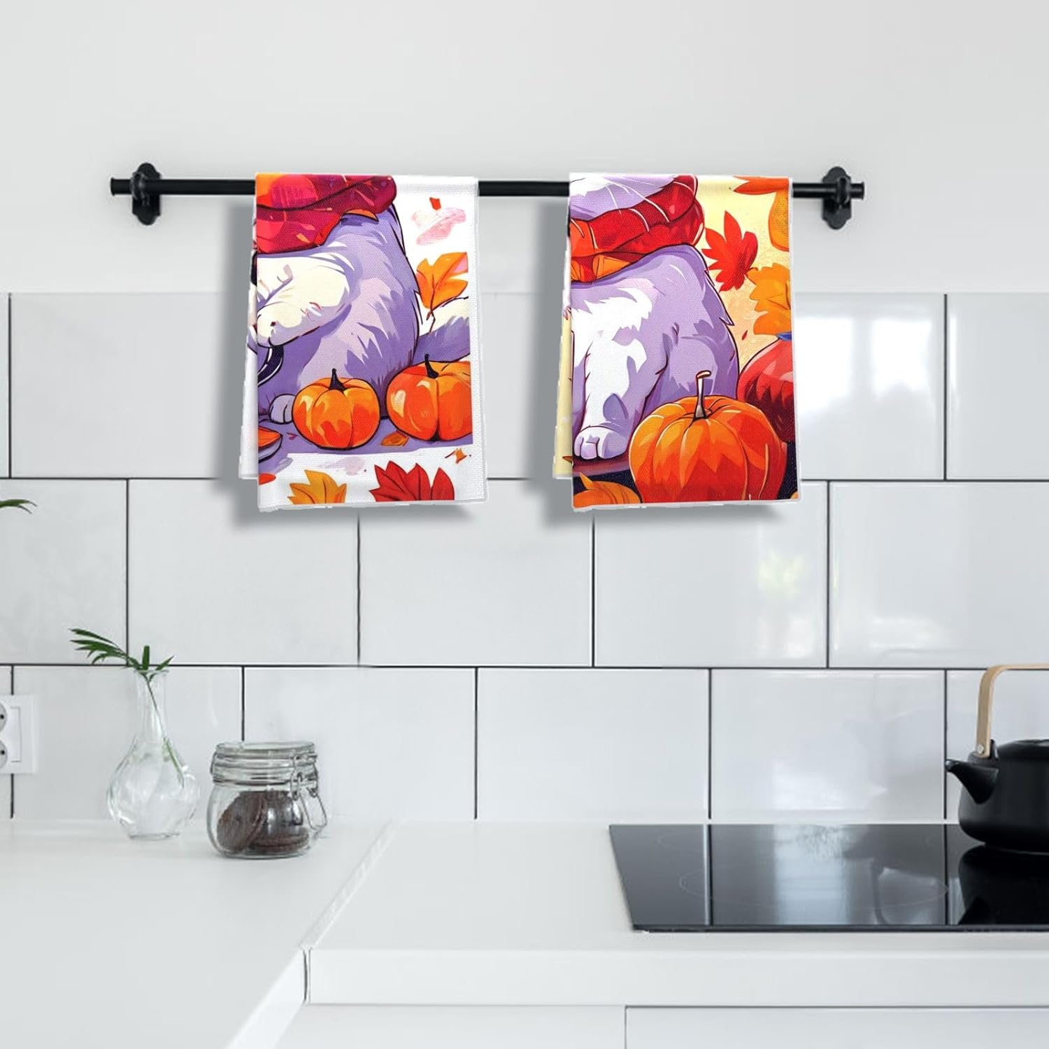 Oeught Autumn Themed Kitchen Towel Set 4Pcs 1