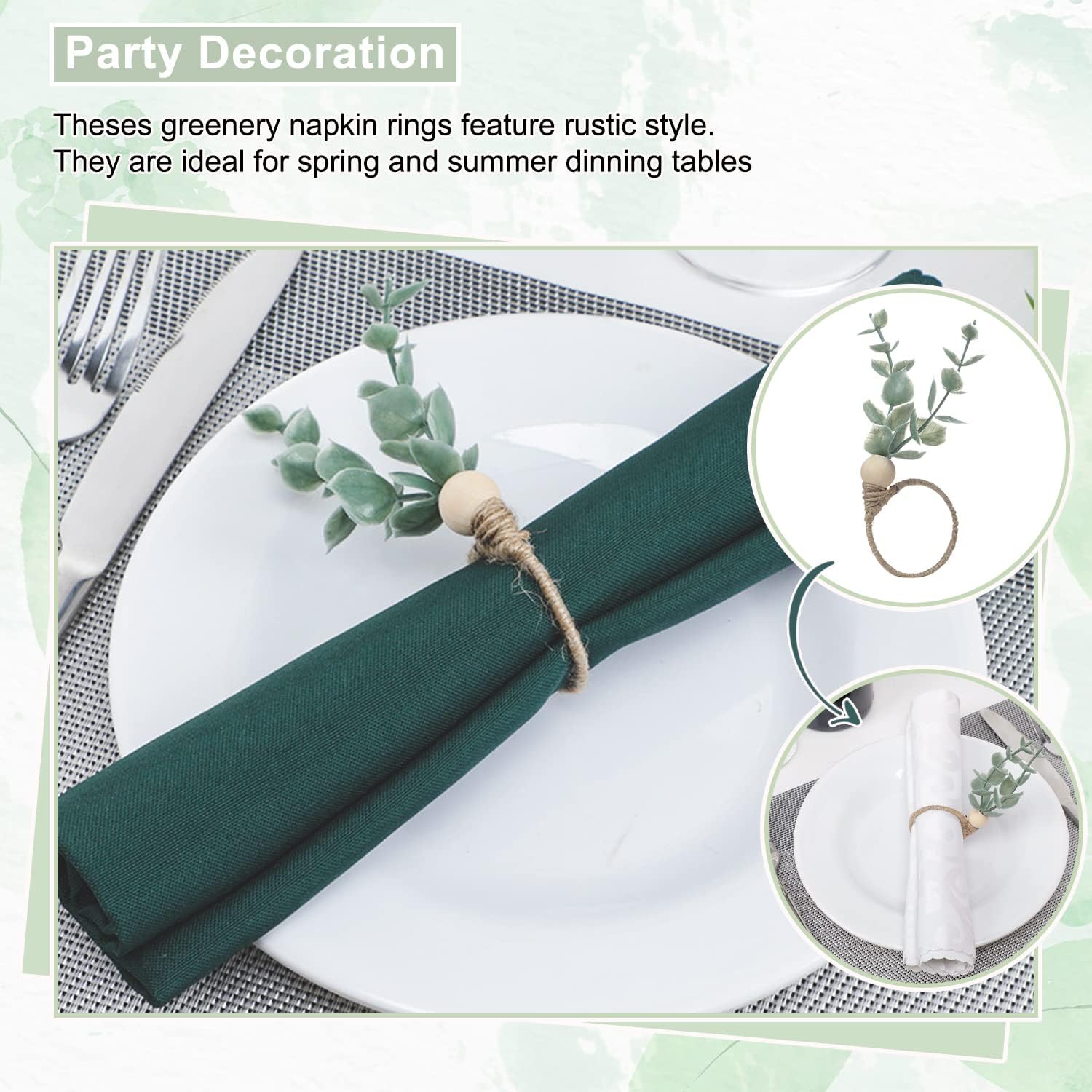 12-Count Rustic Napkin Rings Set