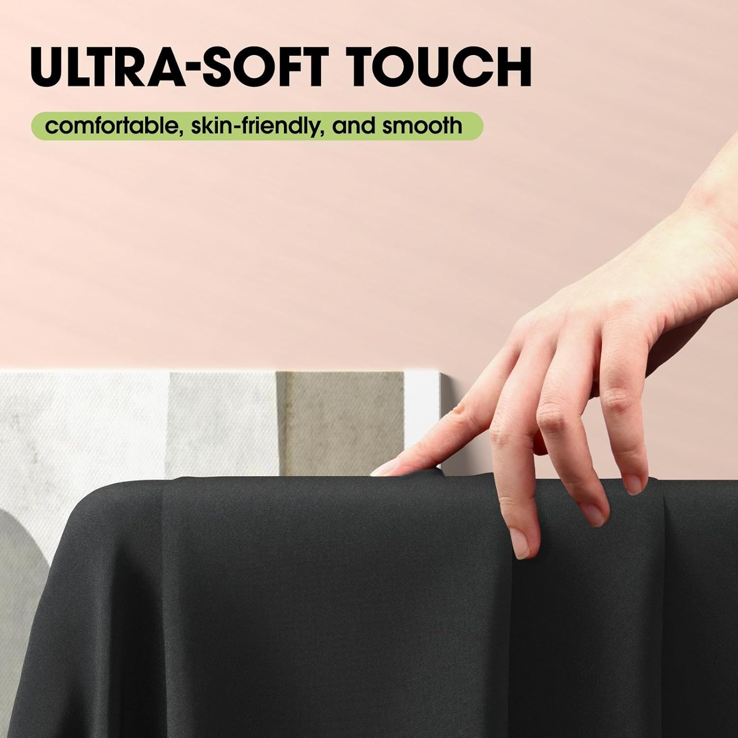 Pureegg Tablecloth - 60x84 inch Black Washable Soft Durable