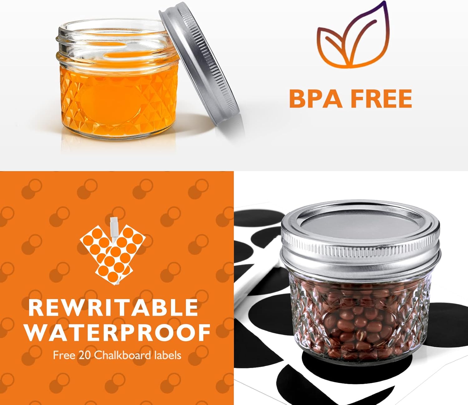 Asika Mini Glass Jars Canning Jars 4 oz With Lids