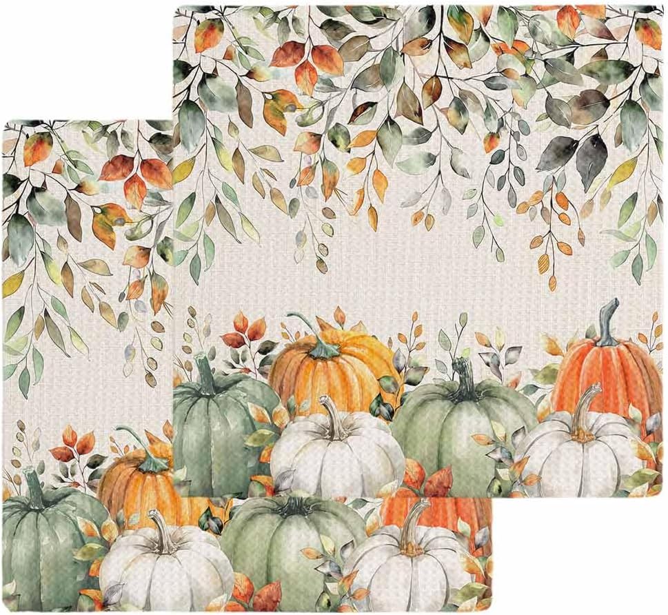 Golden Sage Pumpkin Dish Towel Set