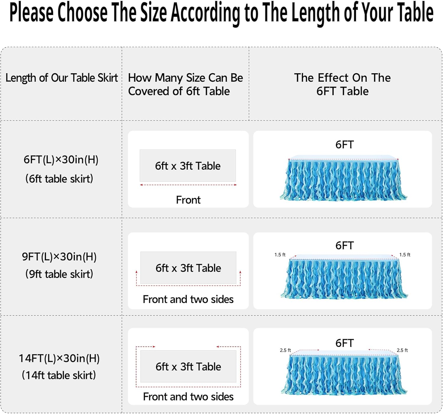 6FT Table Skirt Set