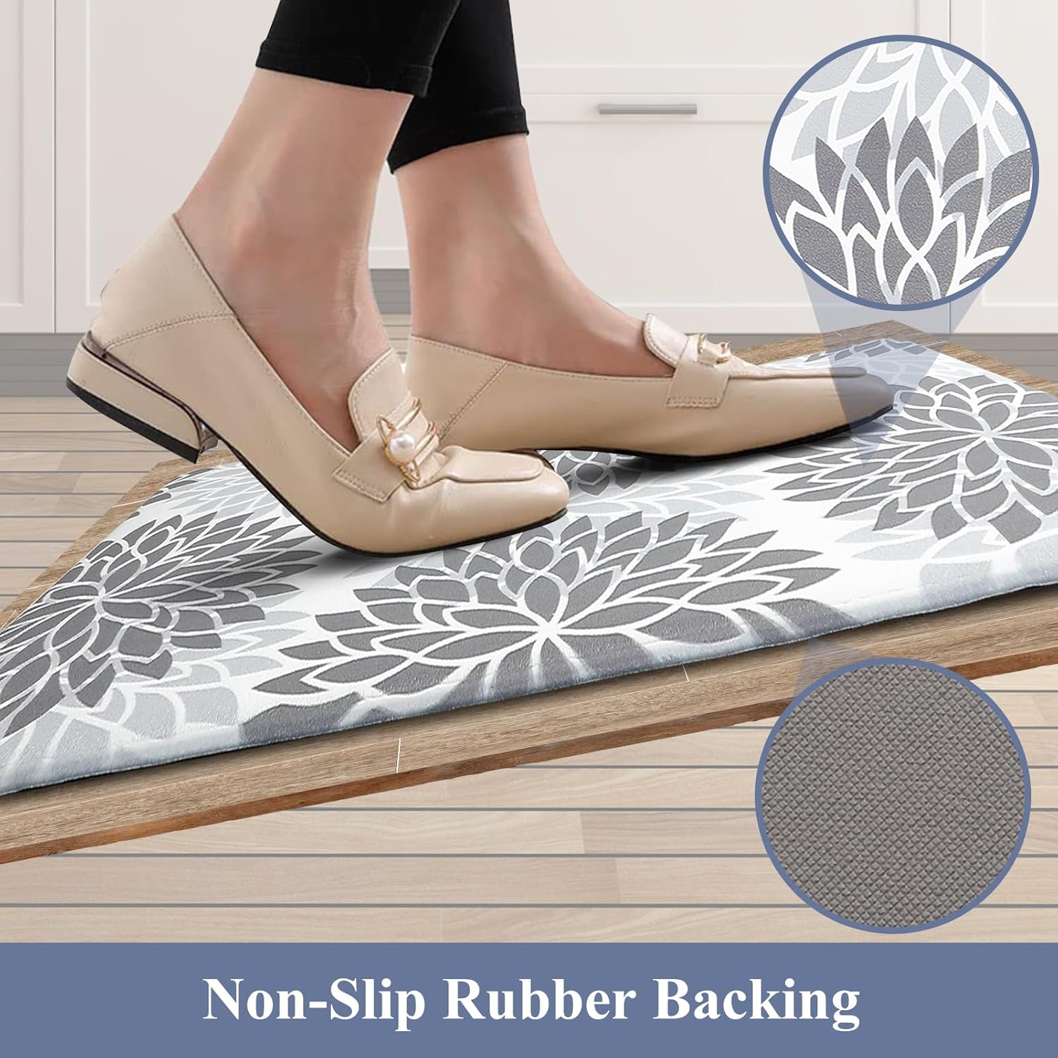 HEBE Anti Fatigue Kitchen Rug Sets 2 Piece