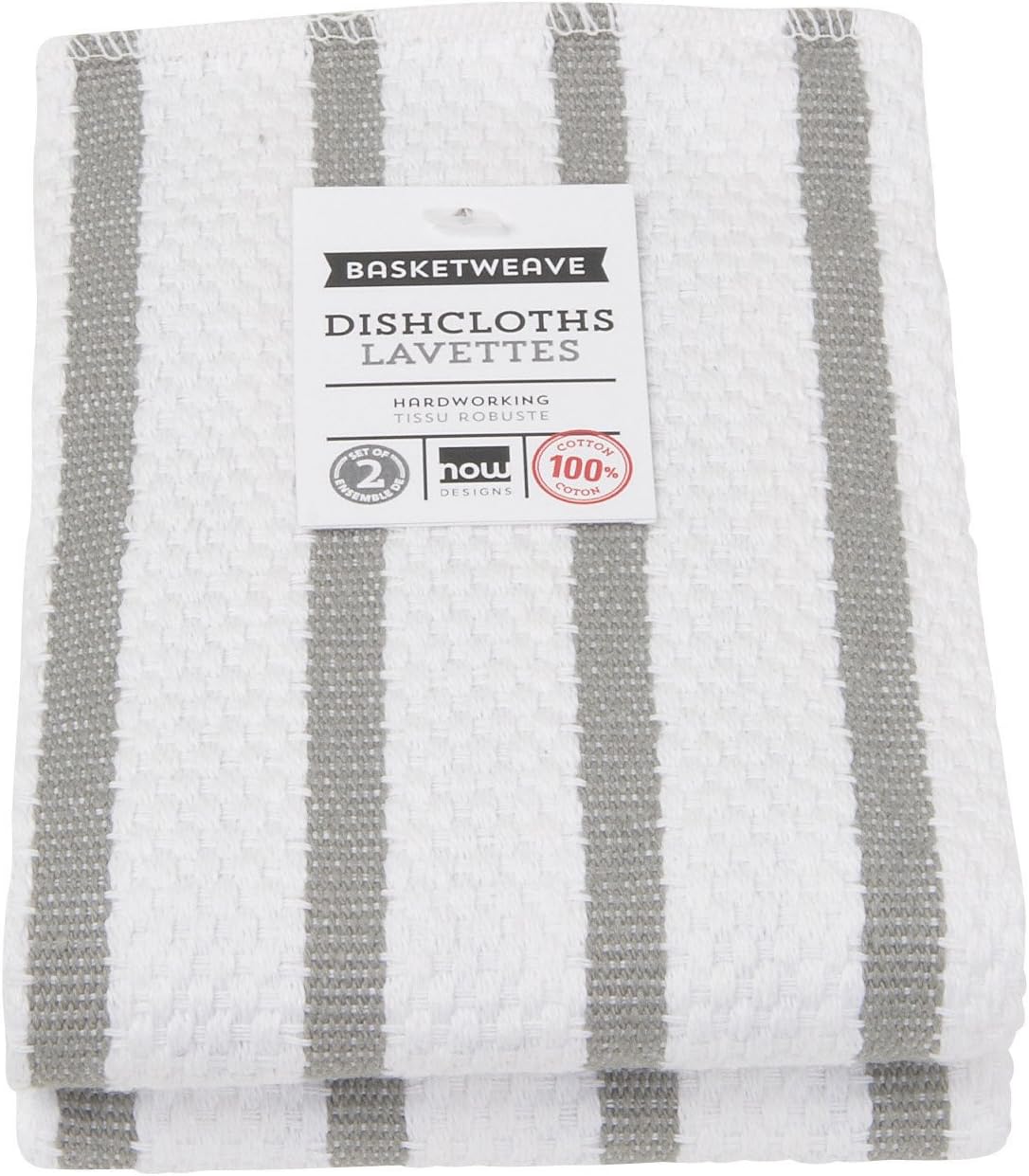 Now Designs Basketweave Kitchen Dishcloth Set Of 2 London Grey