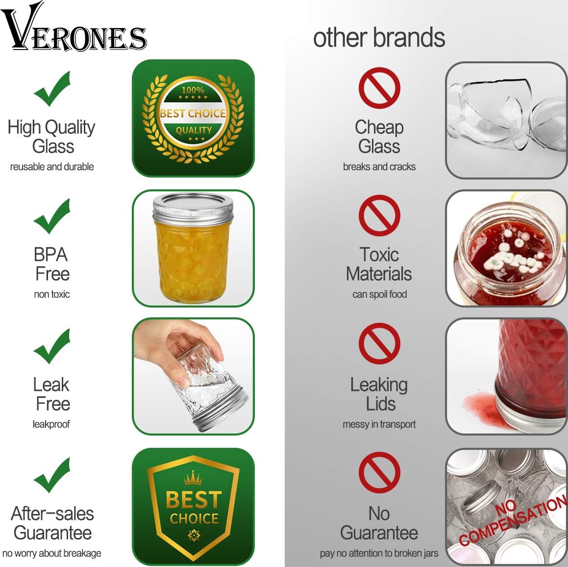 VERONES Mason Jars for Preserving Canning - 30 Pack