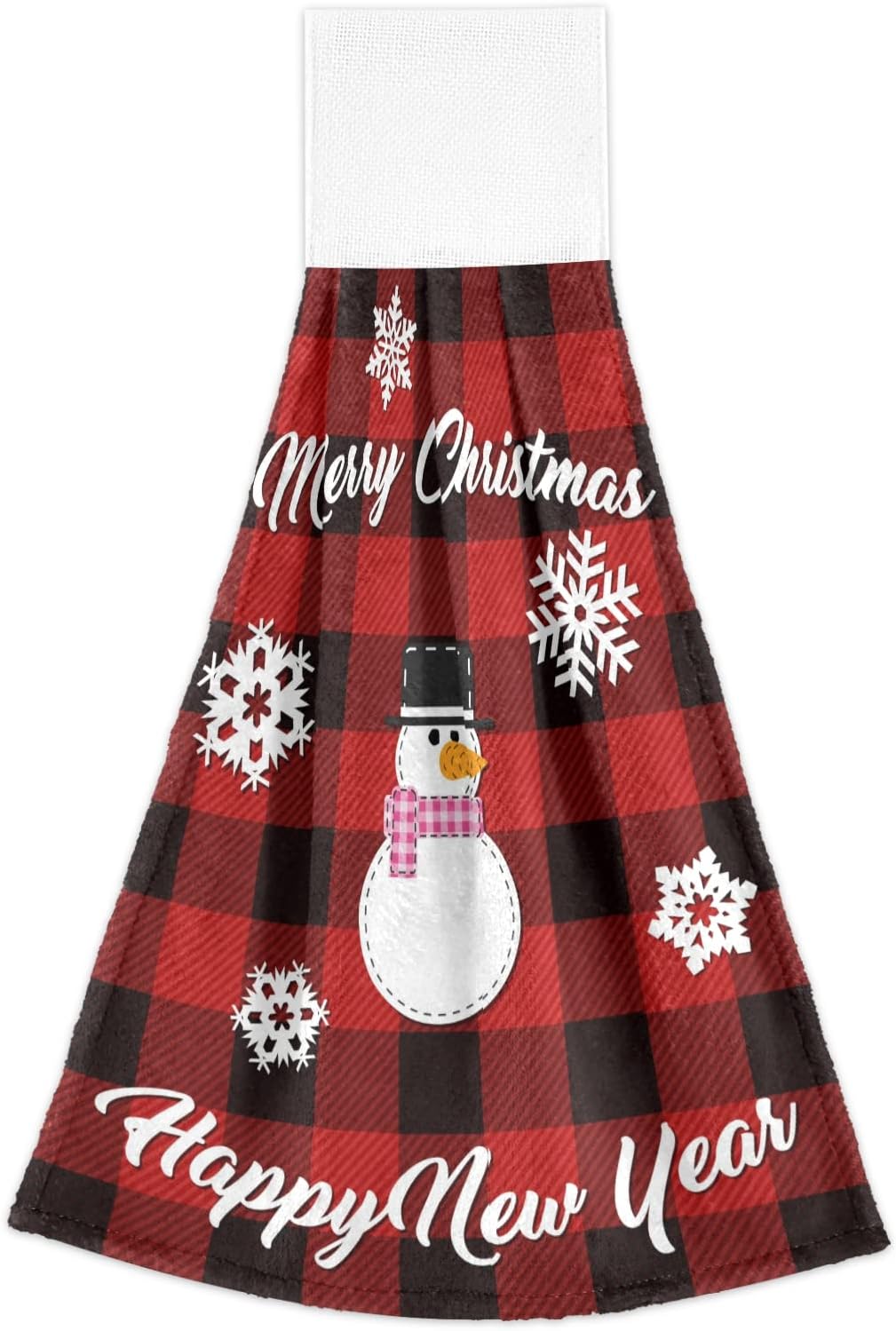 Aslsiy Christmas Snowman Plaid Kitchen Towel Set of 2