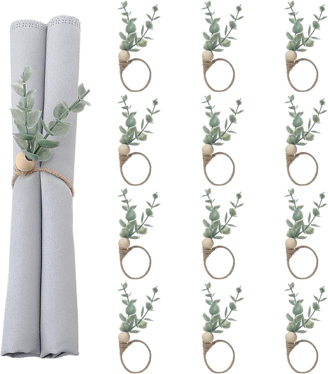 12-Count Rustic Napkin Rings Set