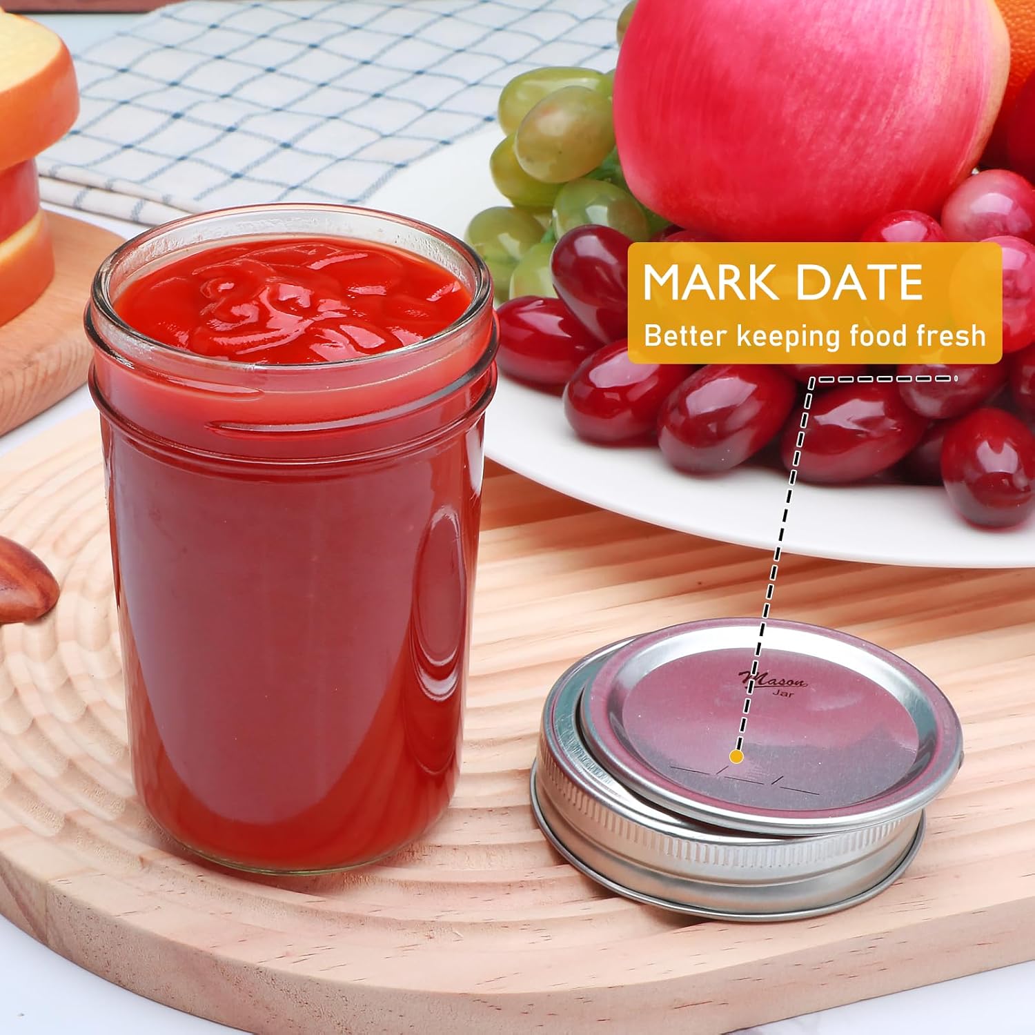 Mason Jars 8 oz Set of 30 Regular Mouth Airtight Lids BPA Free