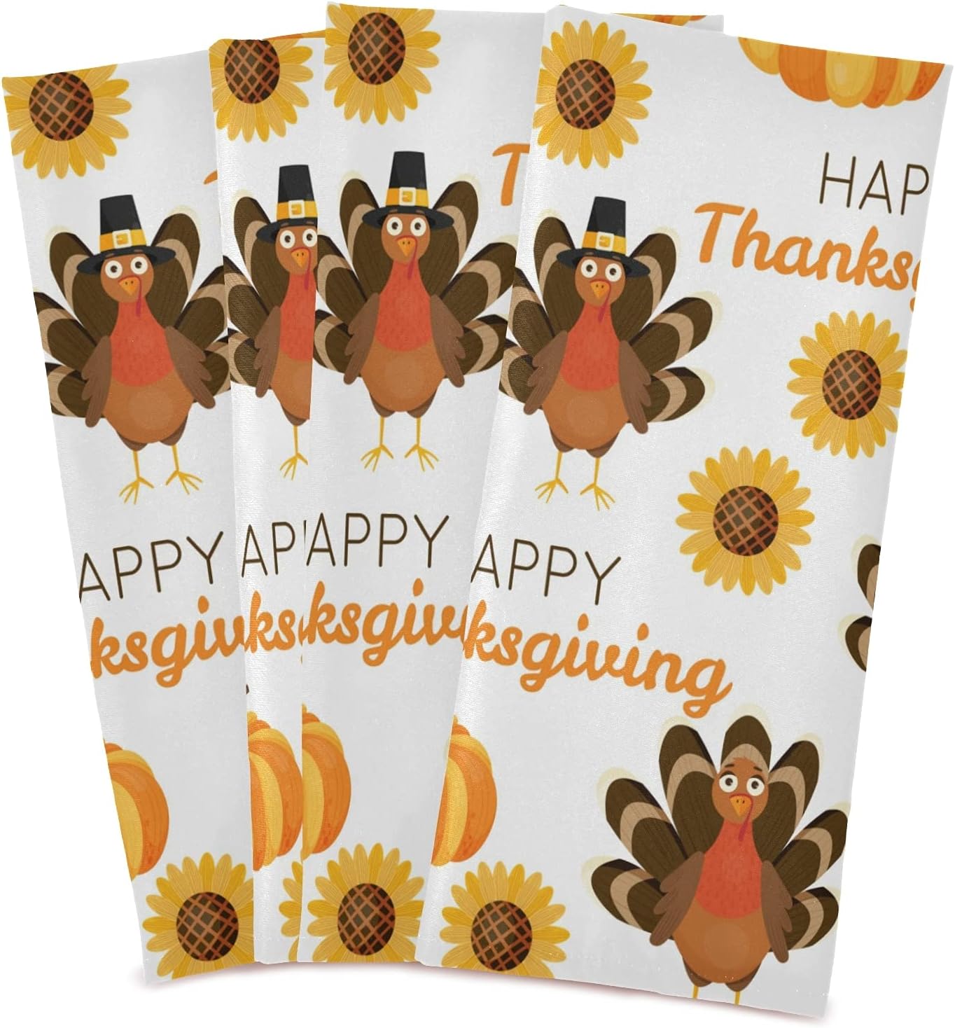 Perfect Thanksgiving Kitchen Set Soft Absorbent Turkey Sunflower Dish Towels