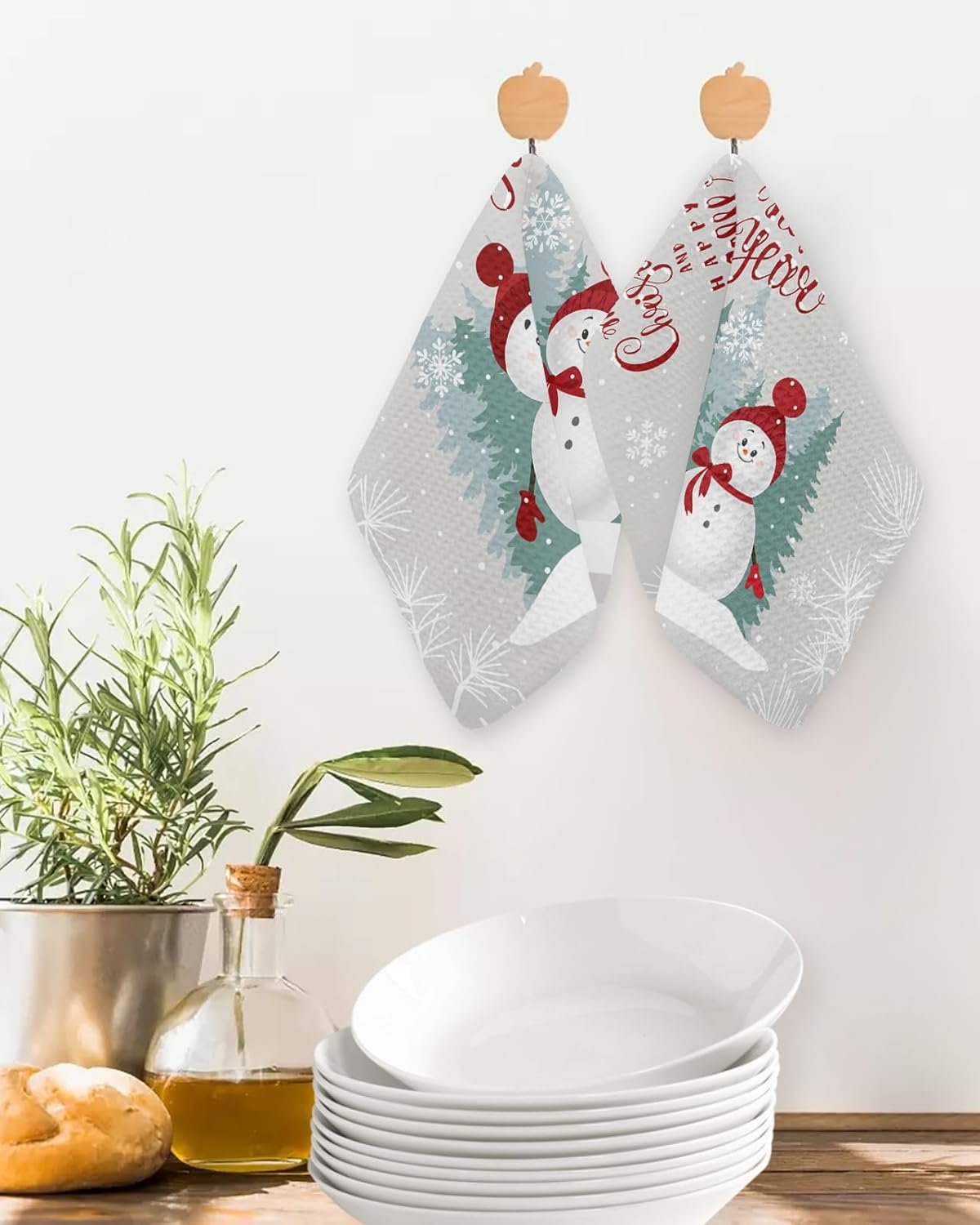 12x12 Christmas Snowman Dish Towels Set