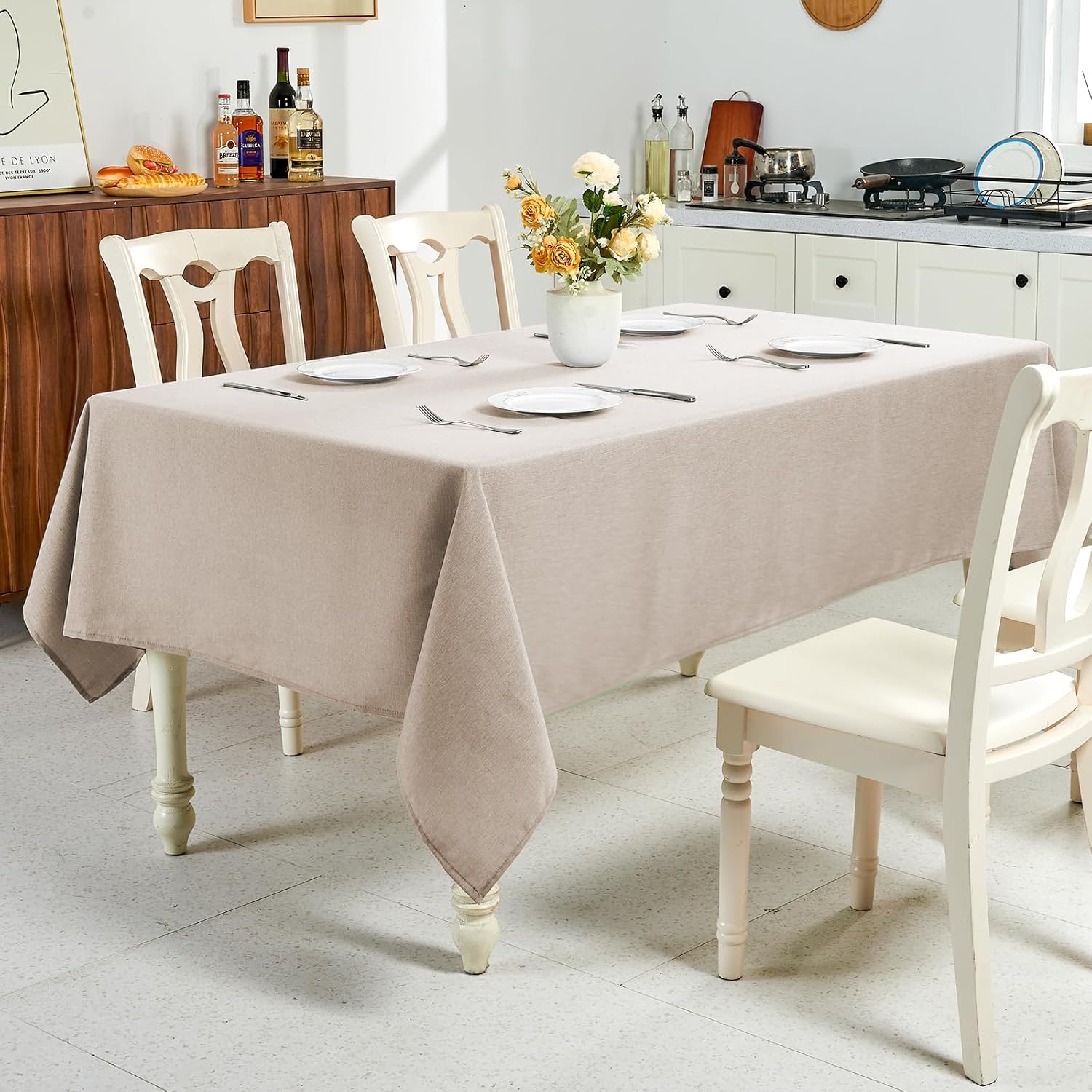 Elegant Khaki Tablecloth for Rectangle Tables