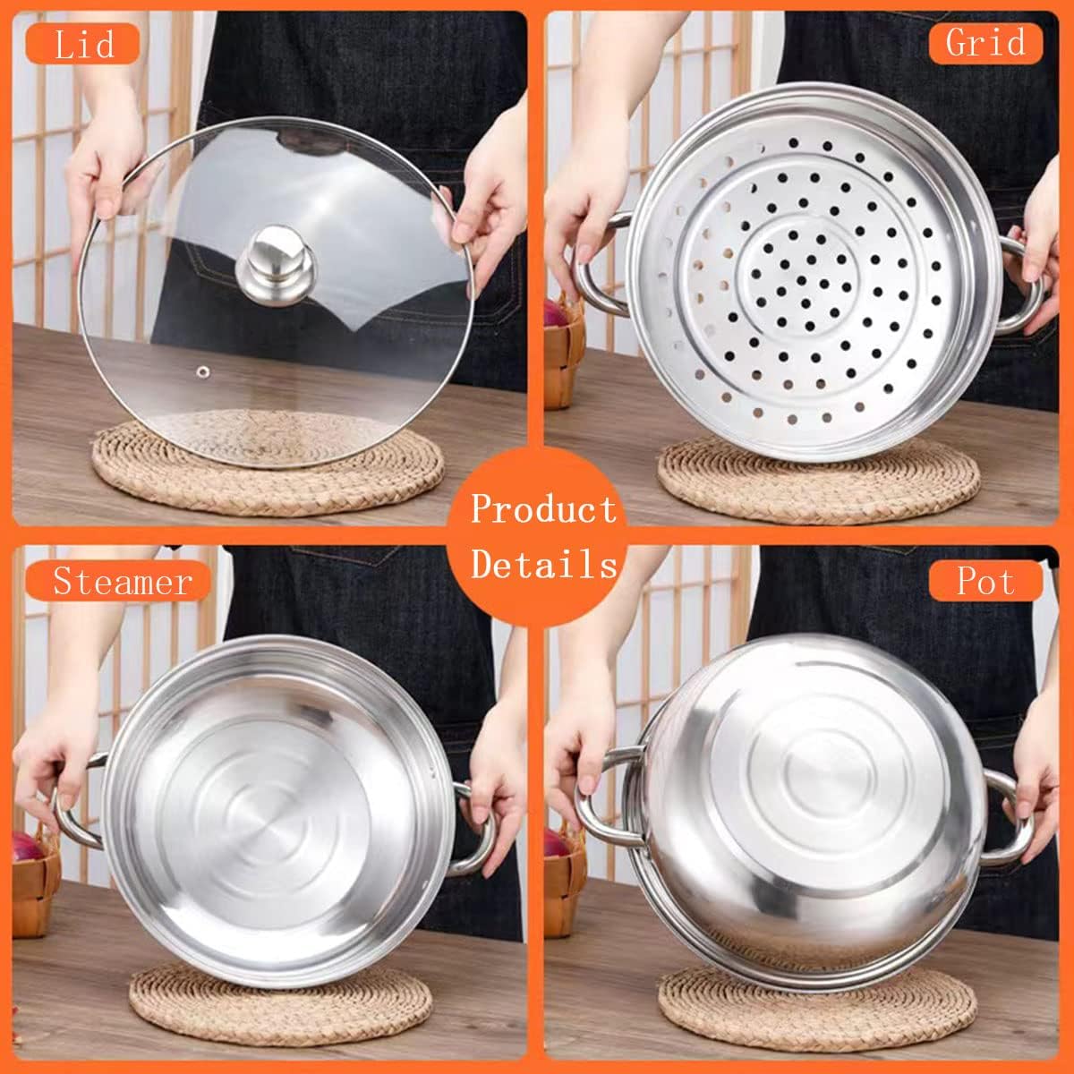 188 Stainless Steel Steam Pot for Cooking More