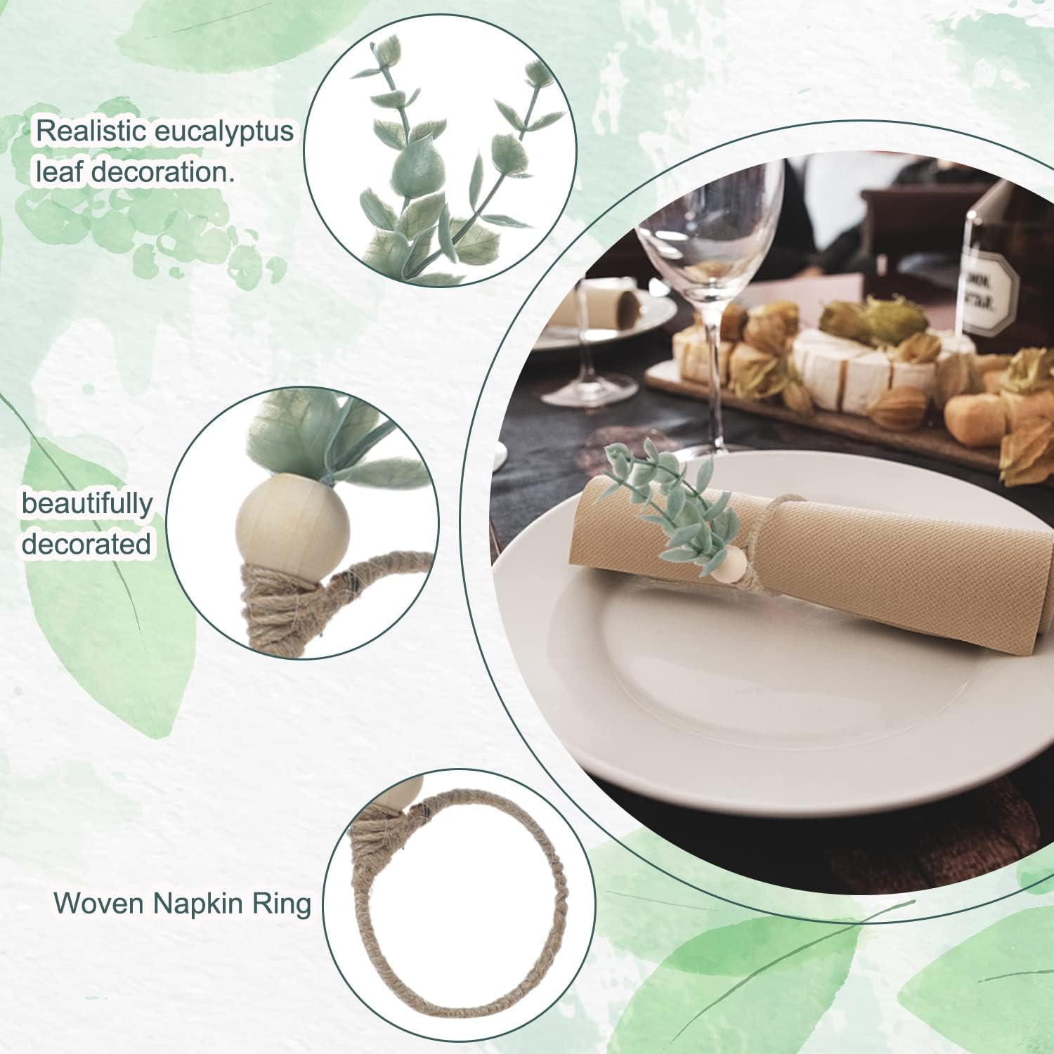 12-Count Rustic Napkin Rings Set