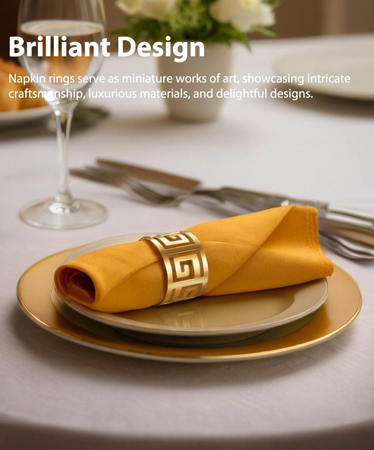 Elevate Your Dining Table with URWOOW Hollow Out Napkin Rings Holder Gold
