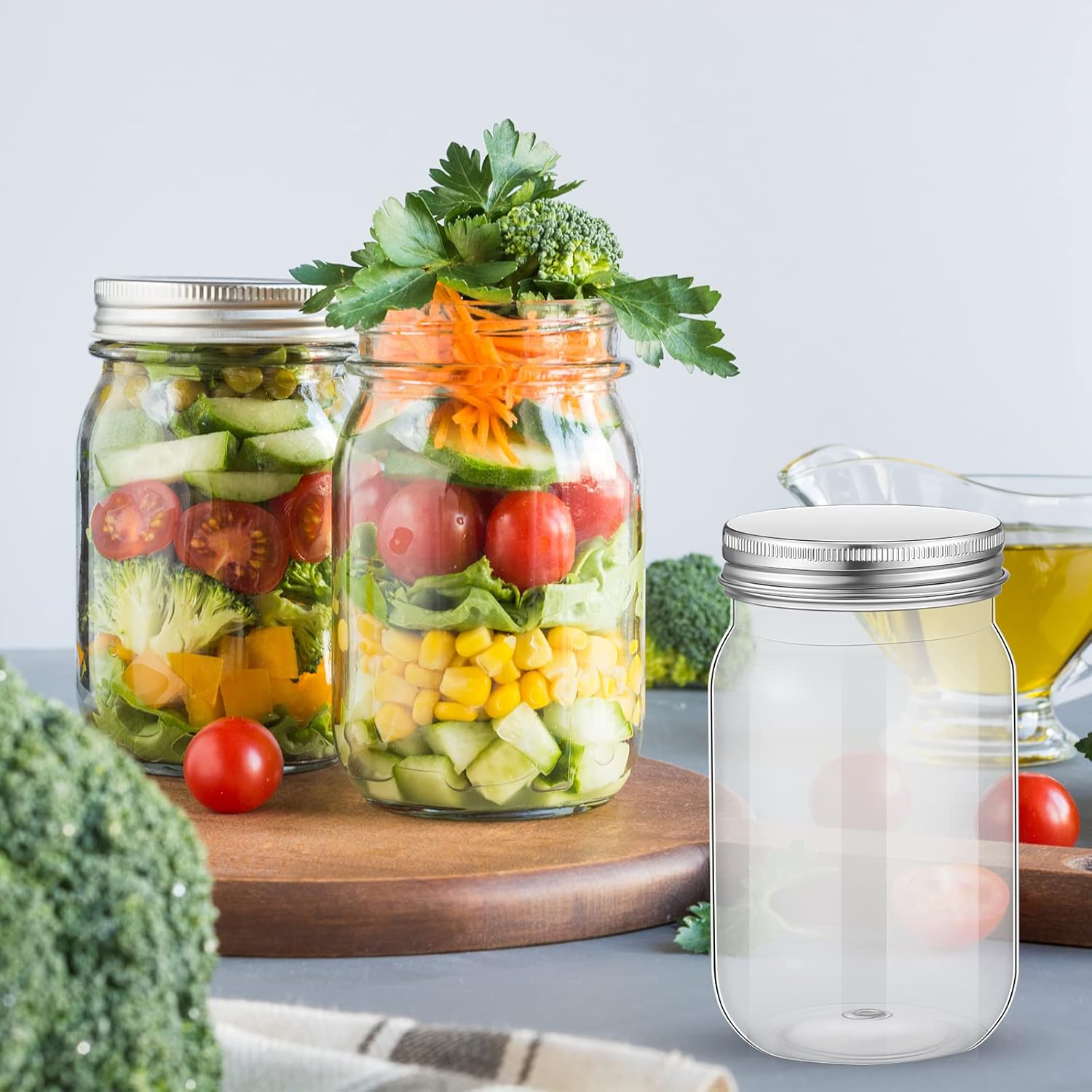 Gerrii 24-Piece 16 oz Clear Plastic Mason Jars