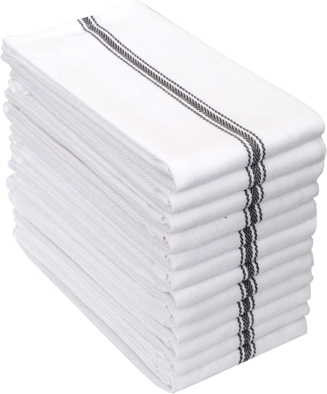 Premium Cotton Herringbone White Dish Towels Set of 12