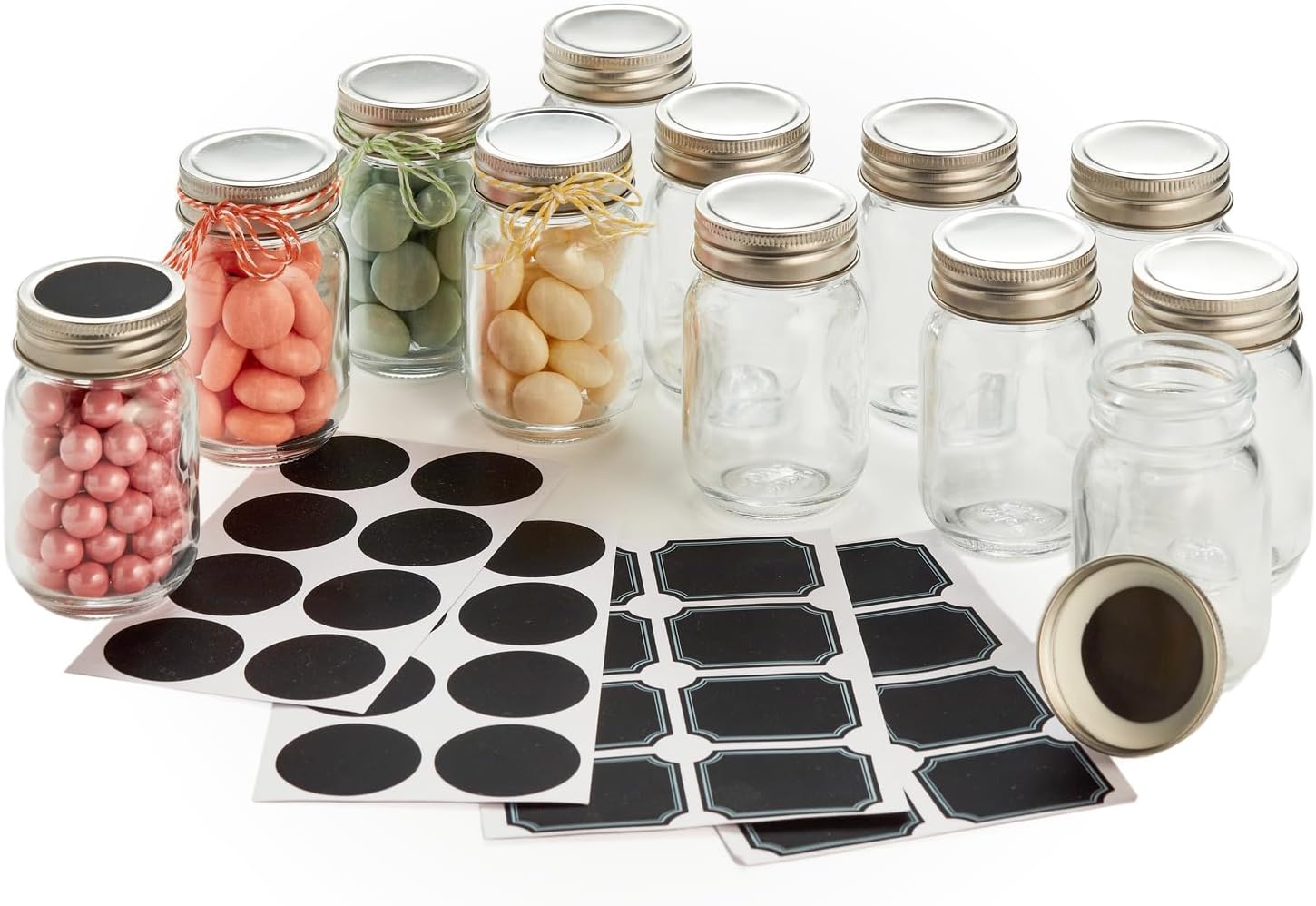 Mini Mason Jars with Chalkboard Labels Lids 12 Pack