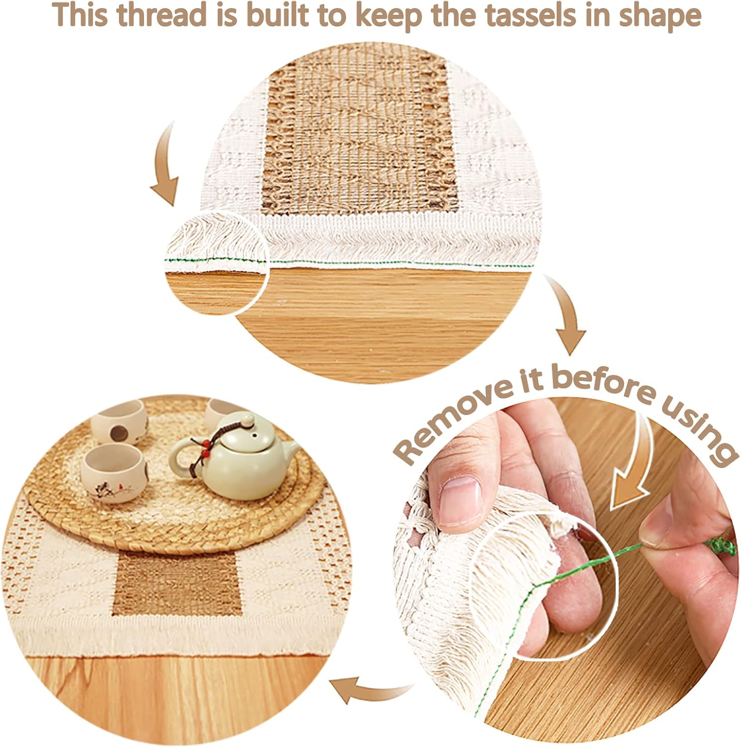 Natural Boho Placemats Set - Rustic Durable for Home Use