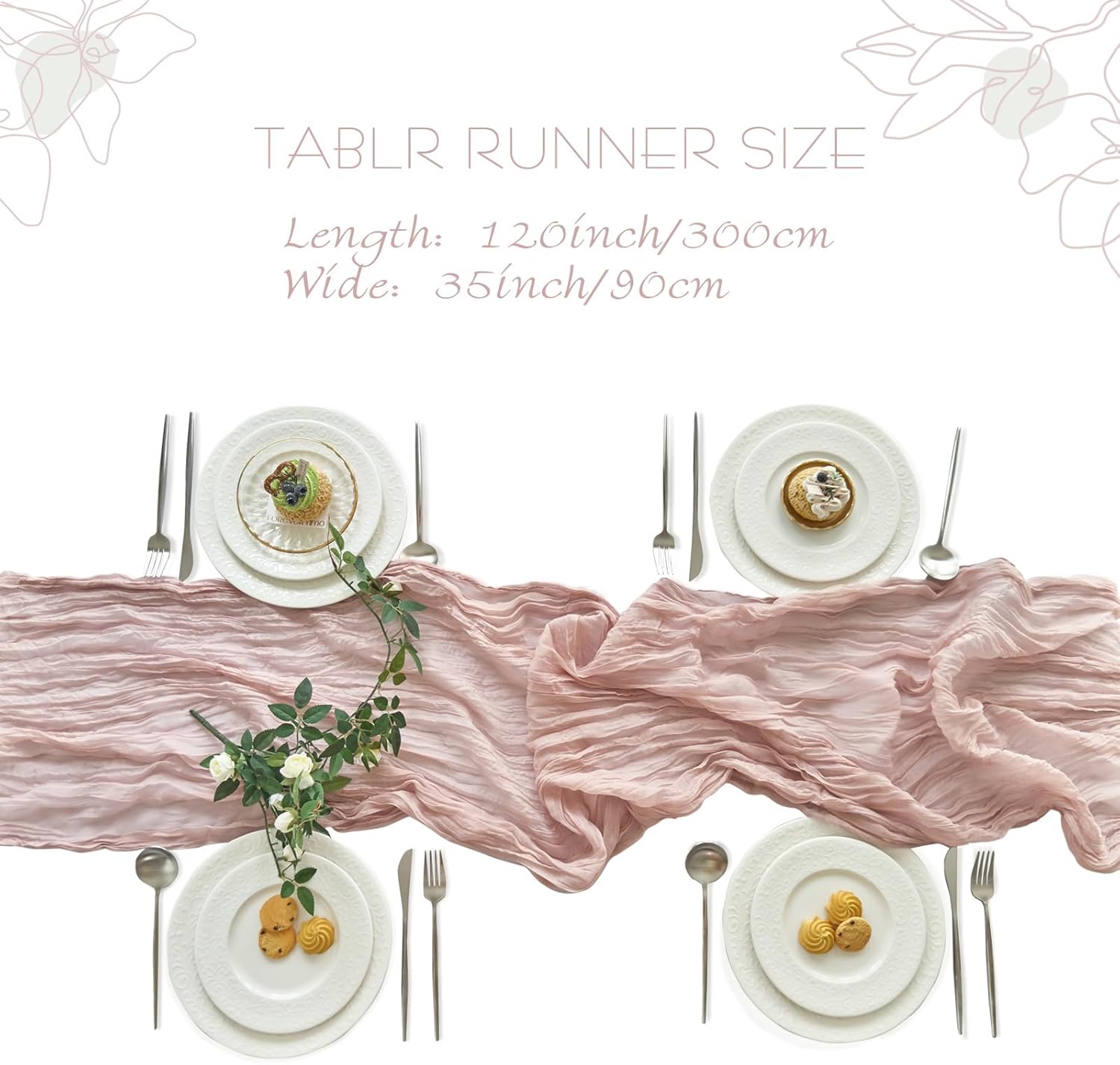 Two 10ft Gauze Table Runners for Weddings