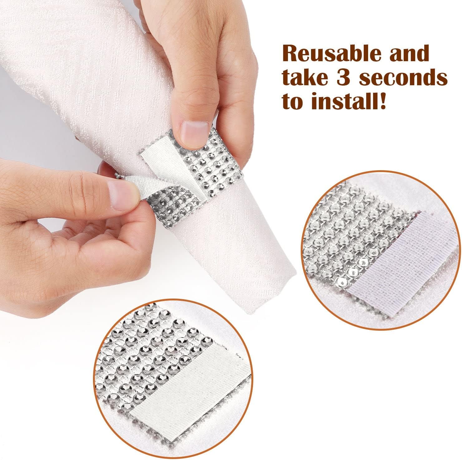 Elegant 150-Piece Silver Napkin Rings with Bling