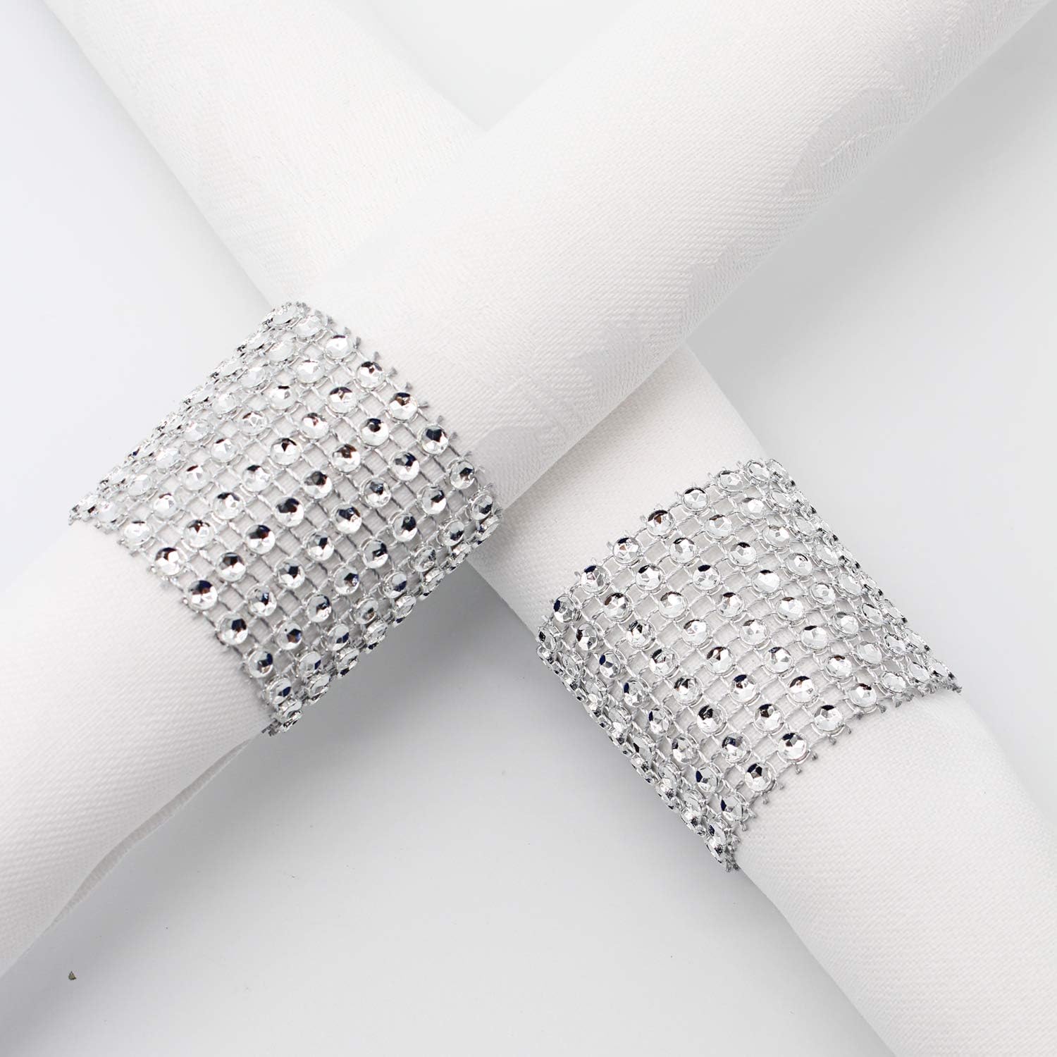 Elegant Rhinestone Napkin Rings 120 Pack Silver Perfect for Weddings Parties
