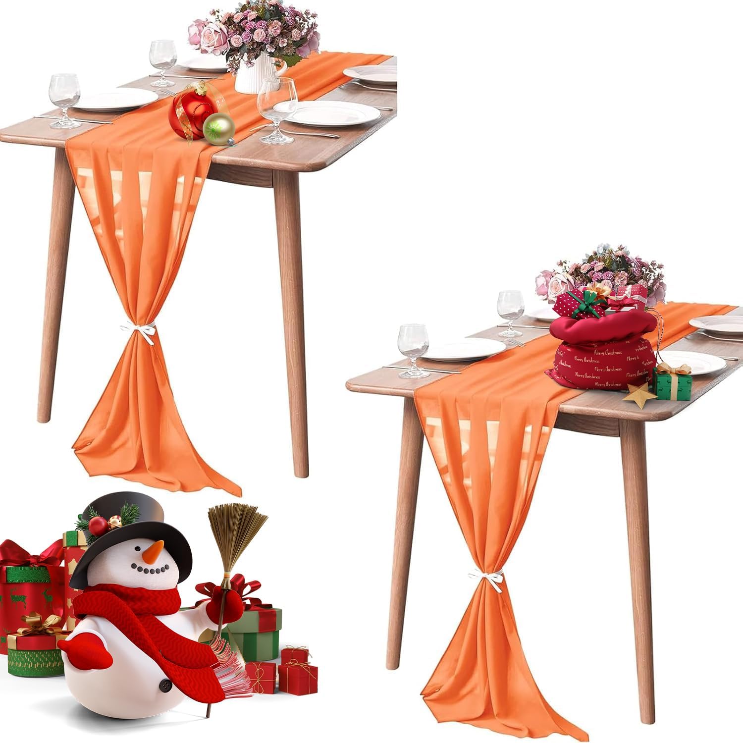 2 Pack Chiffon Table Runner for Weddings