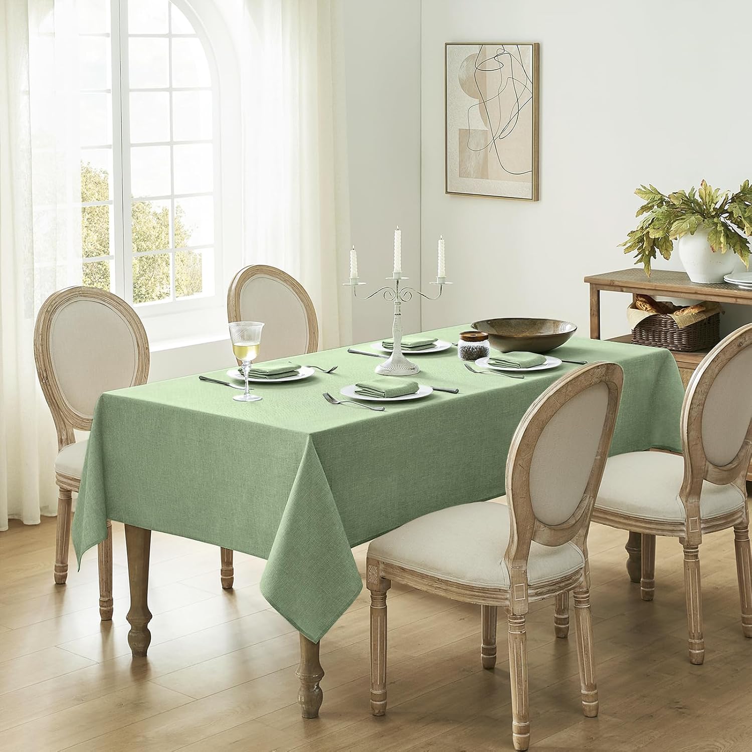 Sage Green burlap tablecloth waterproof for any setting