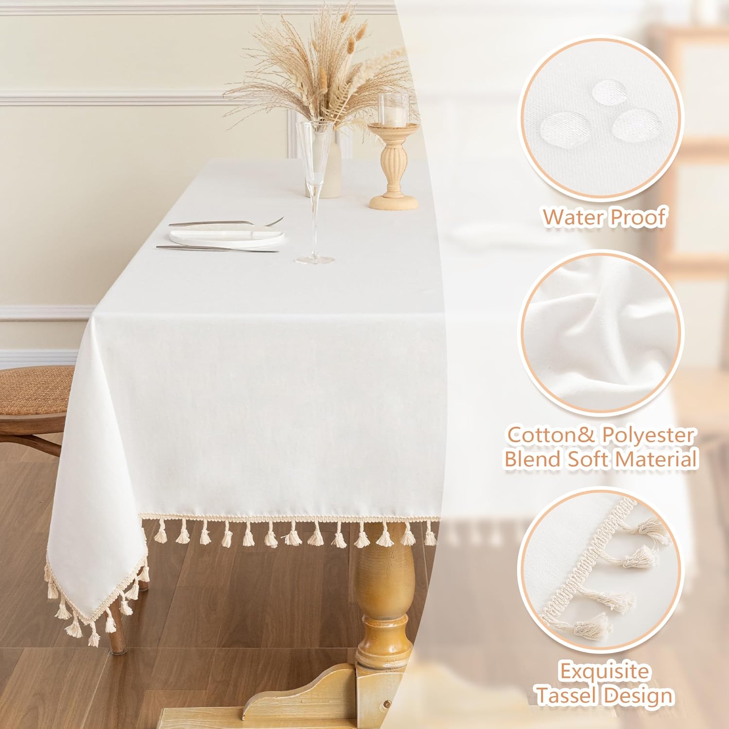 MYSKY HOME White rectangular tablecloth