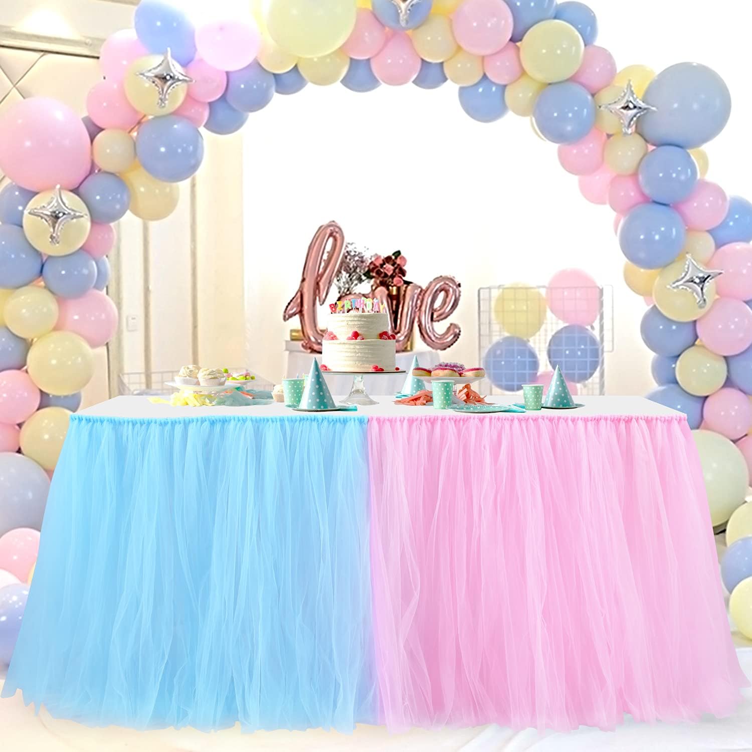 Gogoparty 9FT Tutu Table Skirt for Baby Showers and Party