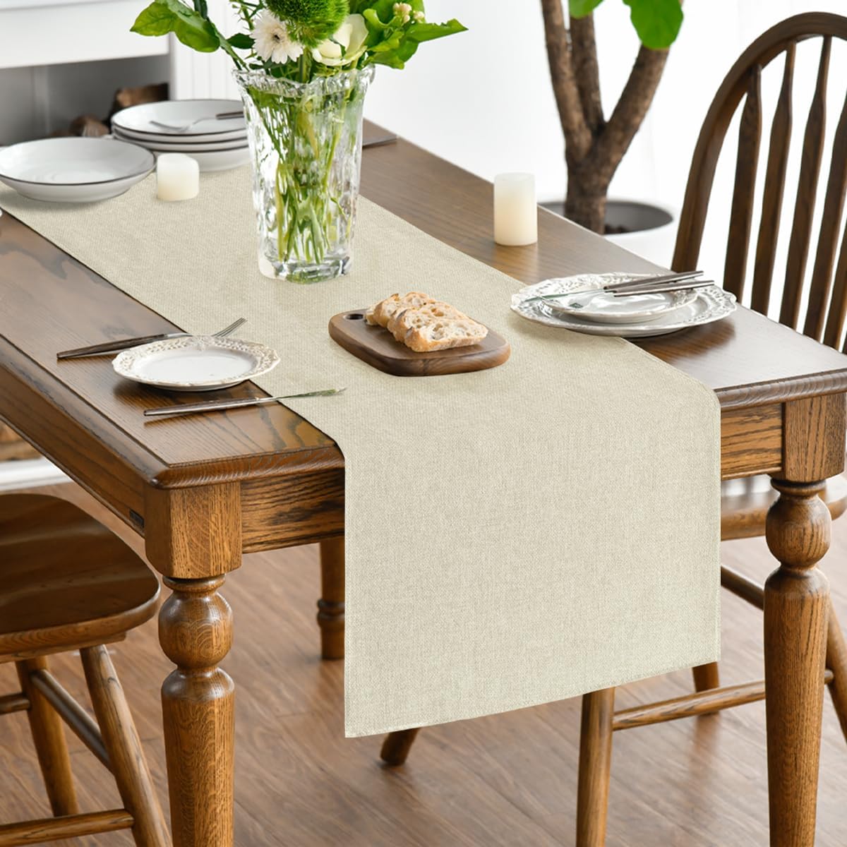 Artoid Mode Beige Table Runner Washable Kitchen Dining Decoration