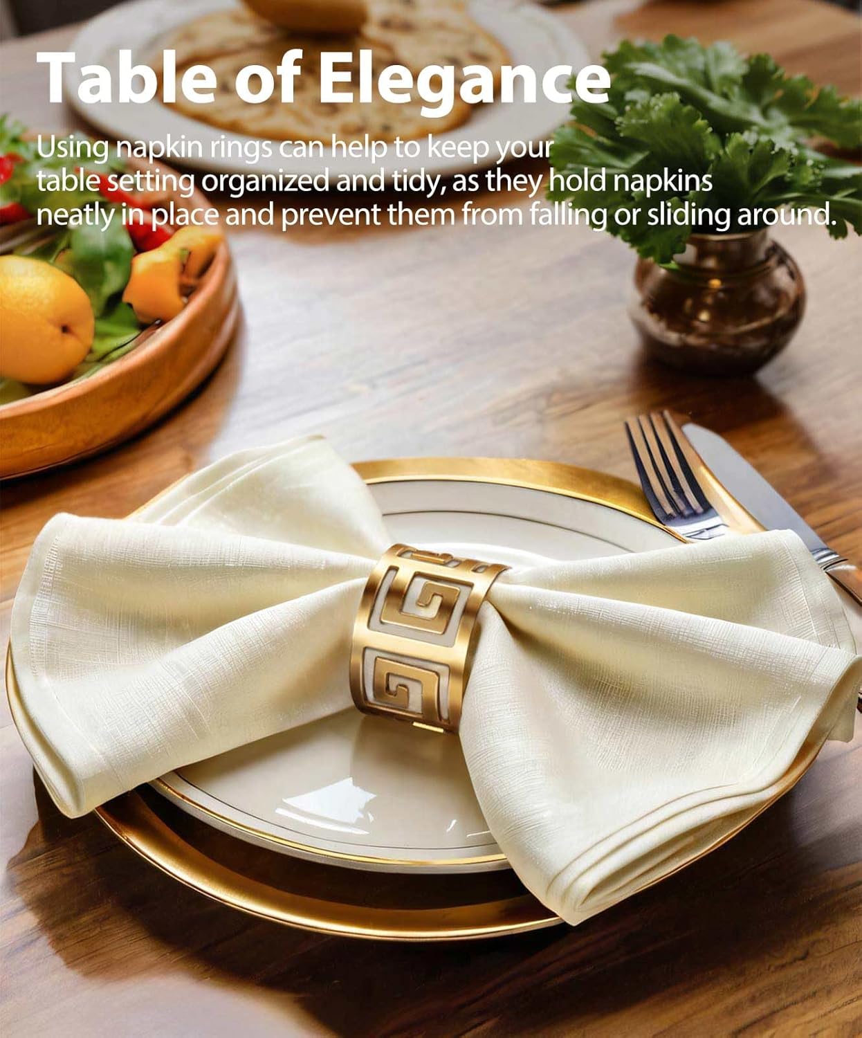 Elevate Your Dining Table with URWOOW Hollow Out Napkin Rings Holder Gold