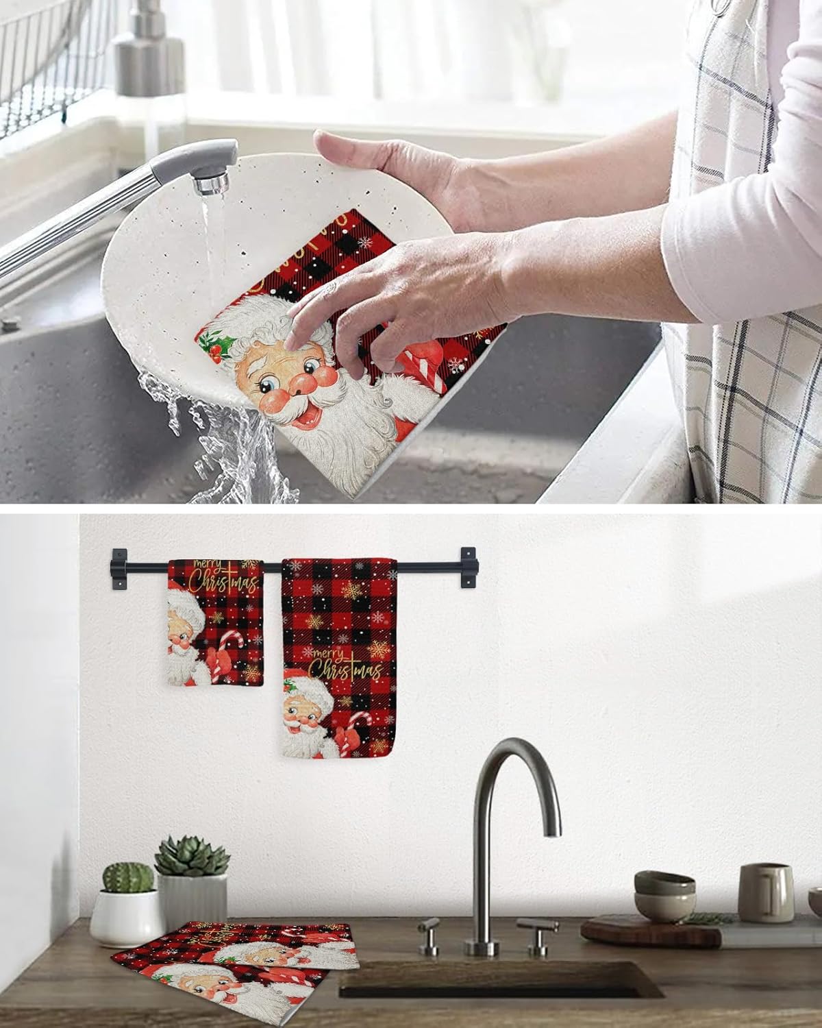 Holiday Christmas Santa Hand Towels