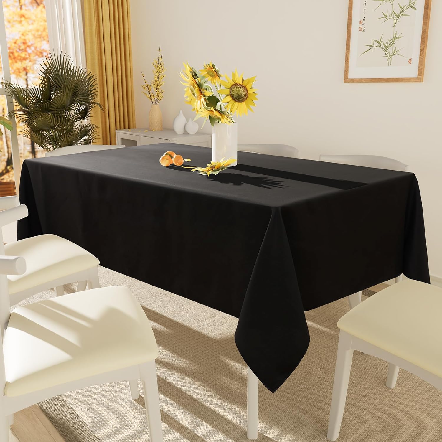 Smiry Waterproof Anti-Scratch Rectangle TableclothReusable 60x84Black