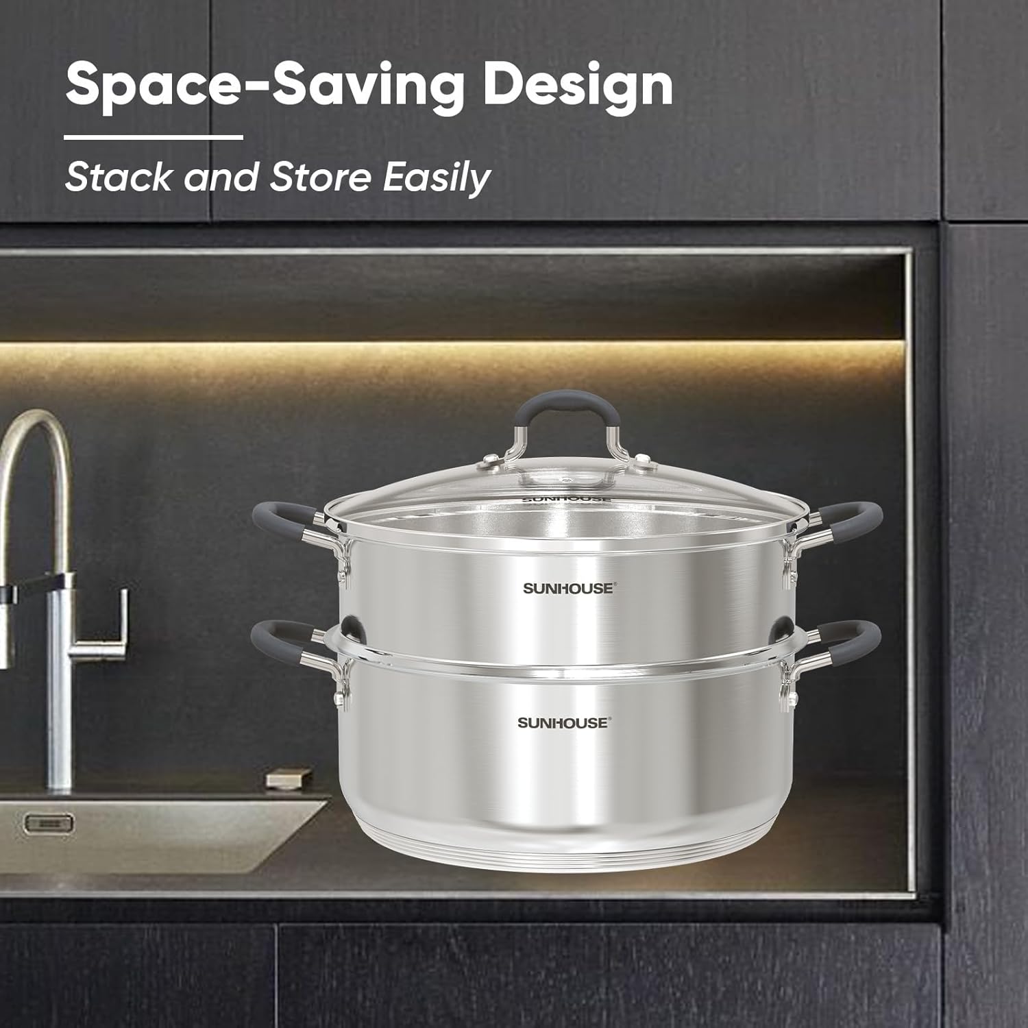 Sunhouse 55 Quarts Steamer Pot - Effortless Cooking for Healthy Meals