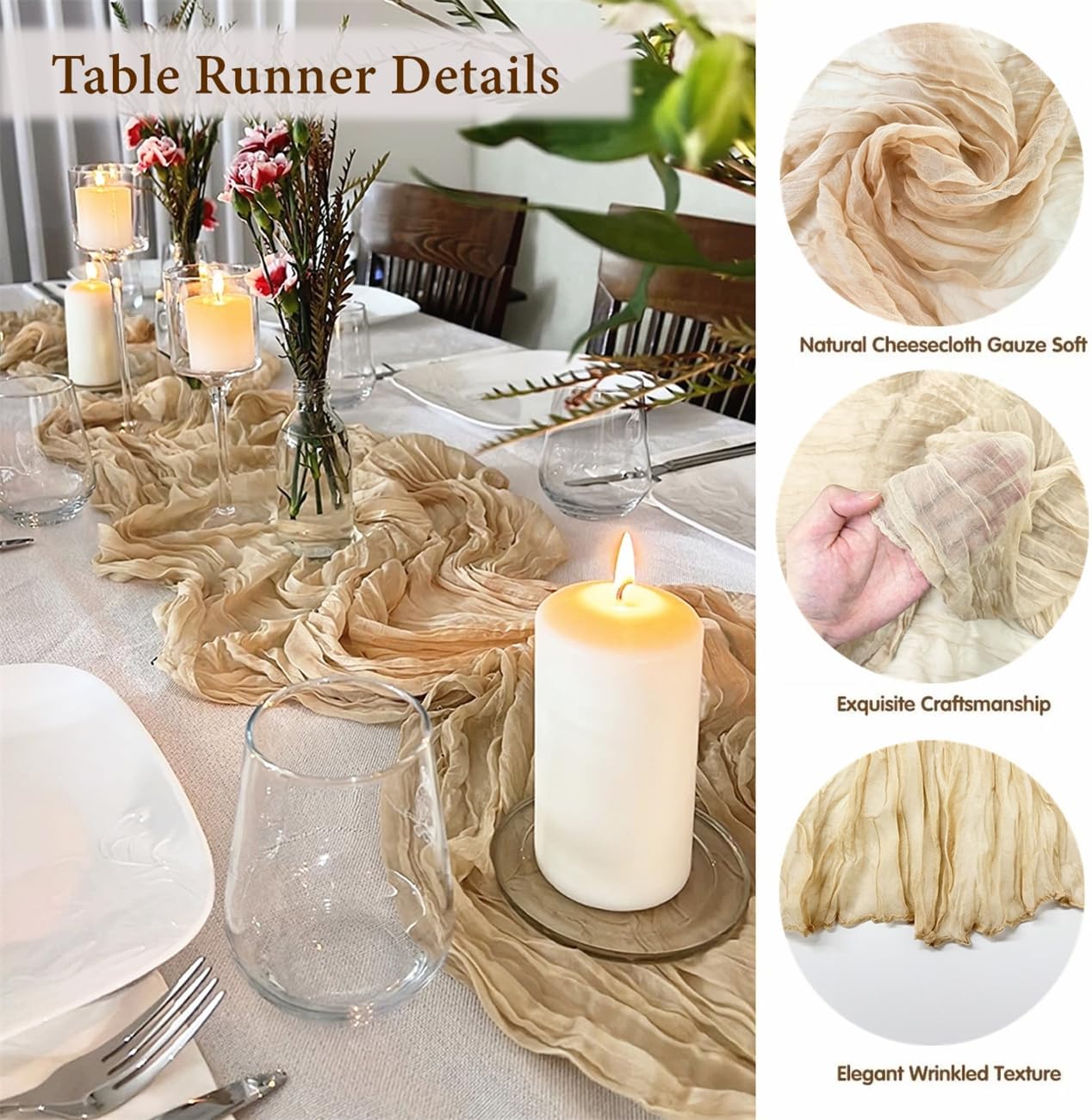 Nude Cheesecloth Table Runners 2-Pack