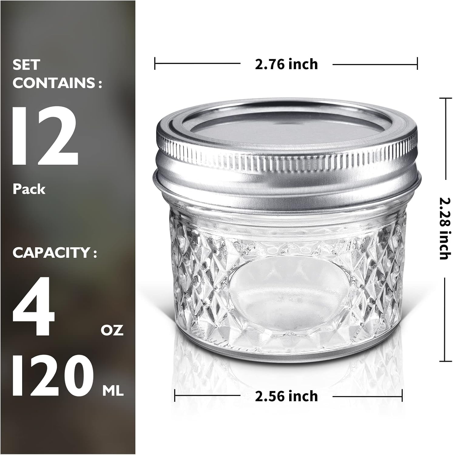 Asika Mini Glass Jars Canning Jars 4 oz With Lids