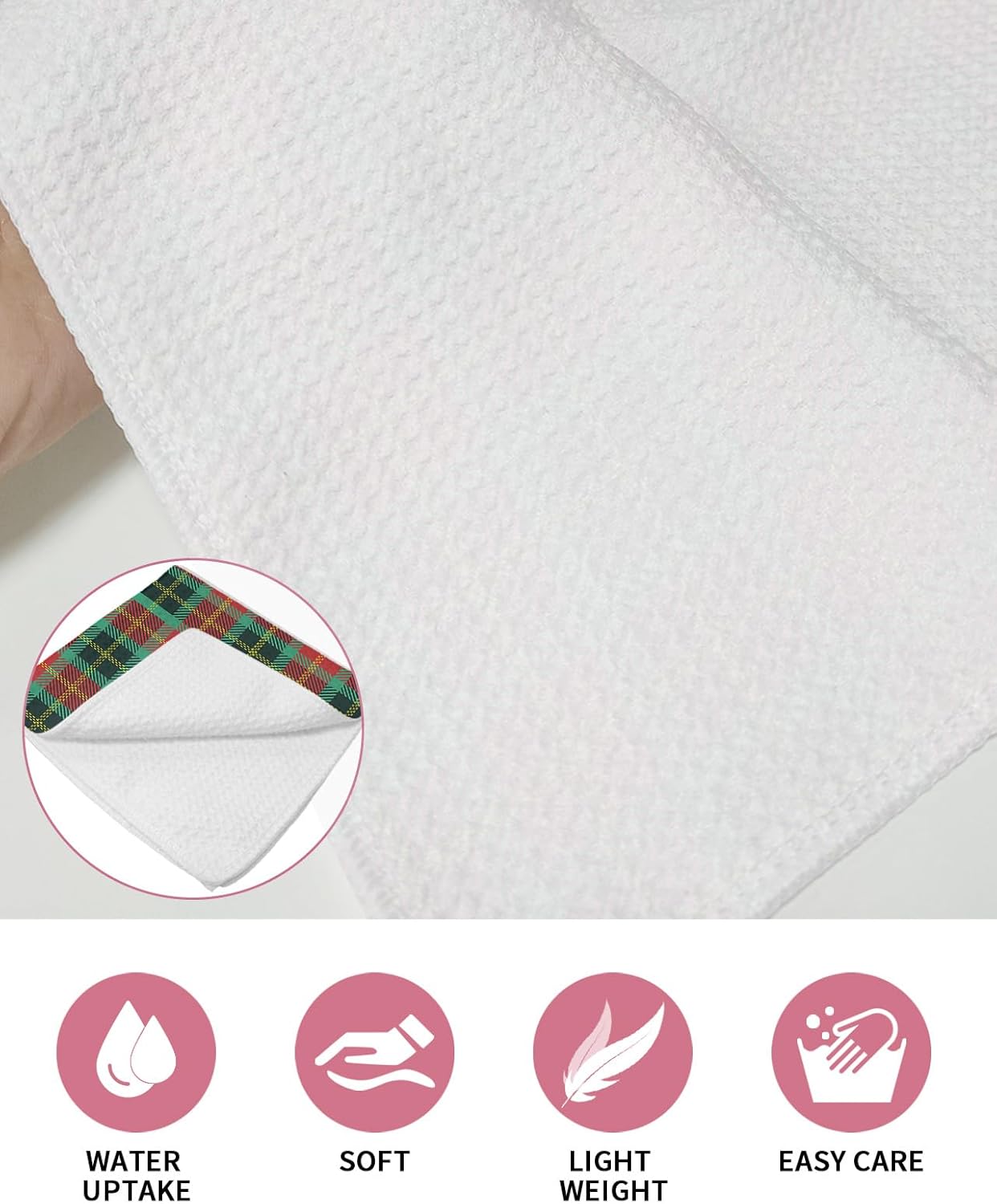 Quick-Dry Buffalo Plaid Waffle Towels for Kitchen More