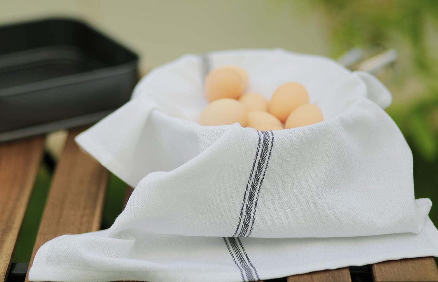 Premium Cotton Herringbone White Dish Towels Set of 12