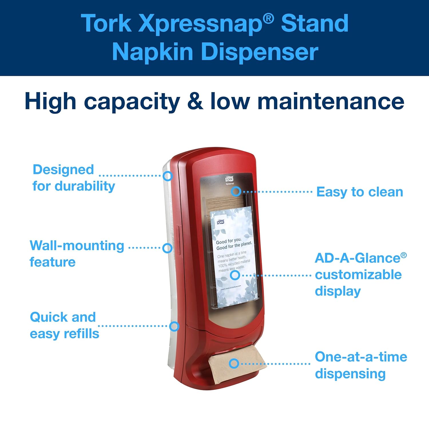 Tork Xpressnap Standing Dispenser for Home Kitchen Wall-Mounted