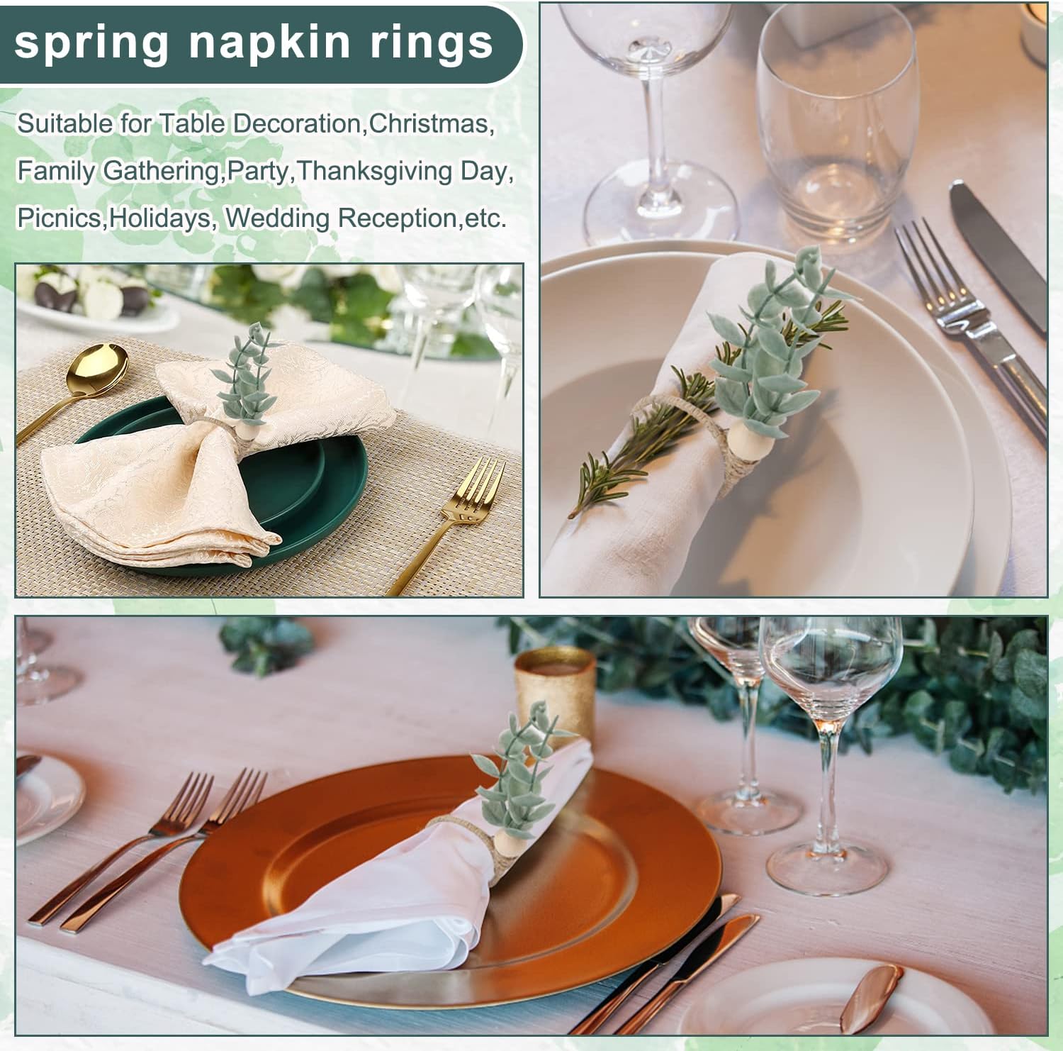 12-Count Rustic Napkin Rings Set