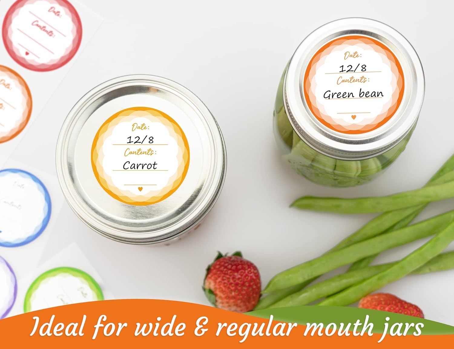 CHUBBIEE Removable Mason Jar Labels Set of 90