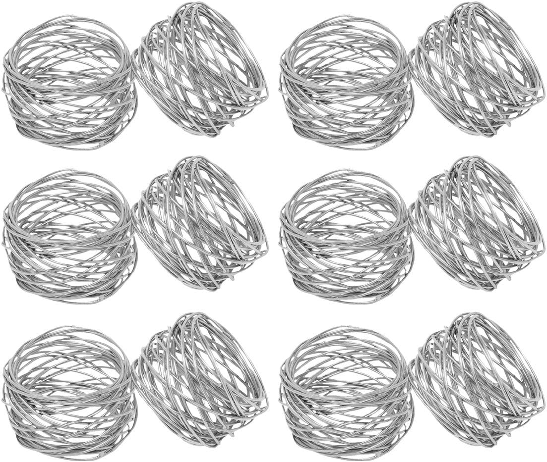 Elegant Silver Metal Mesh Napkin Rings for Dining Tables