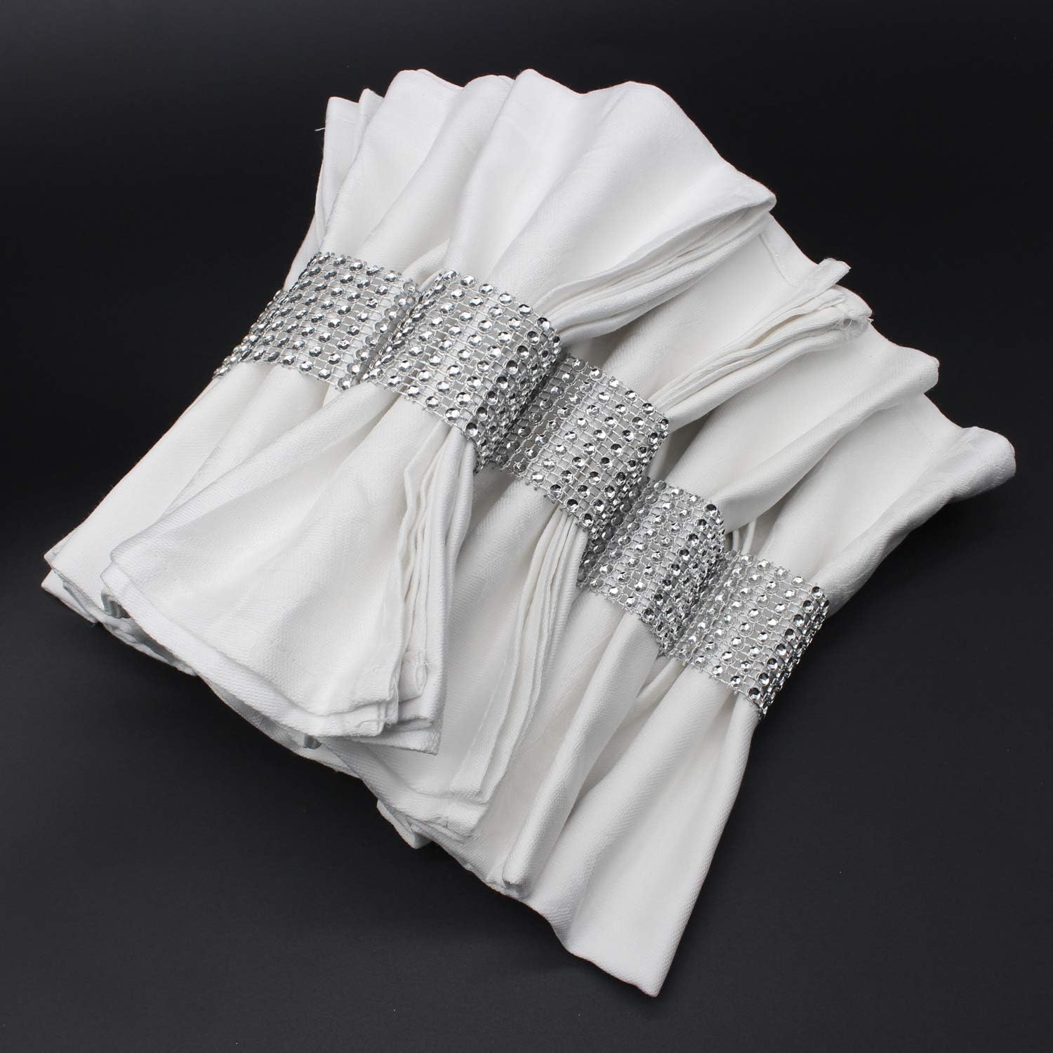 Elegant Rhinestone Napkin Rings 120 Pack Silver Perfect for Weddings Parties