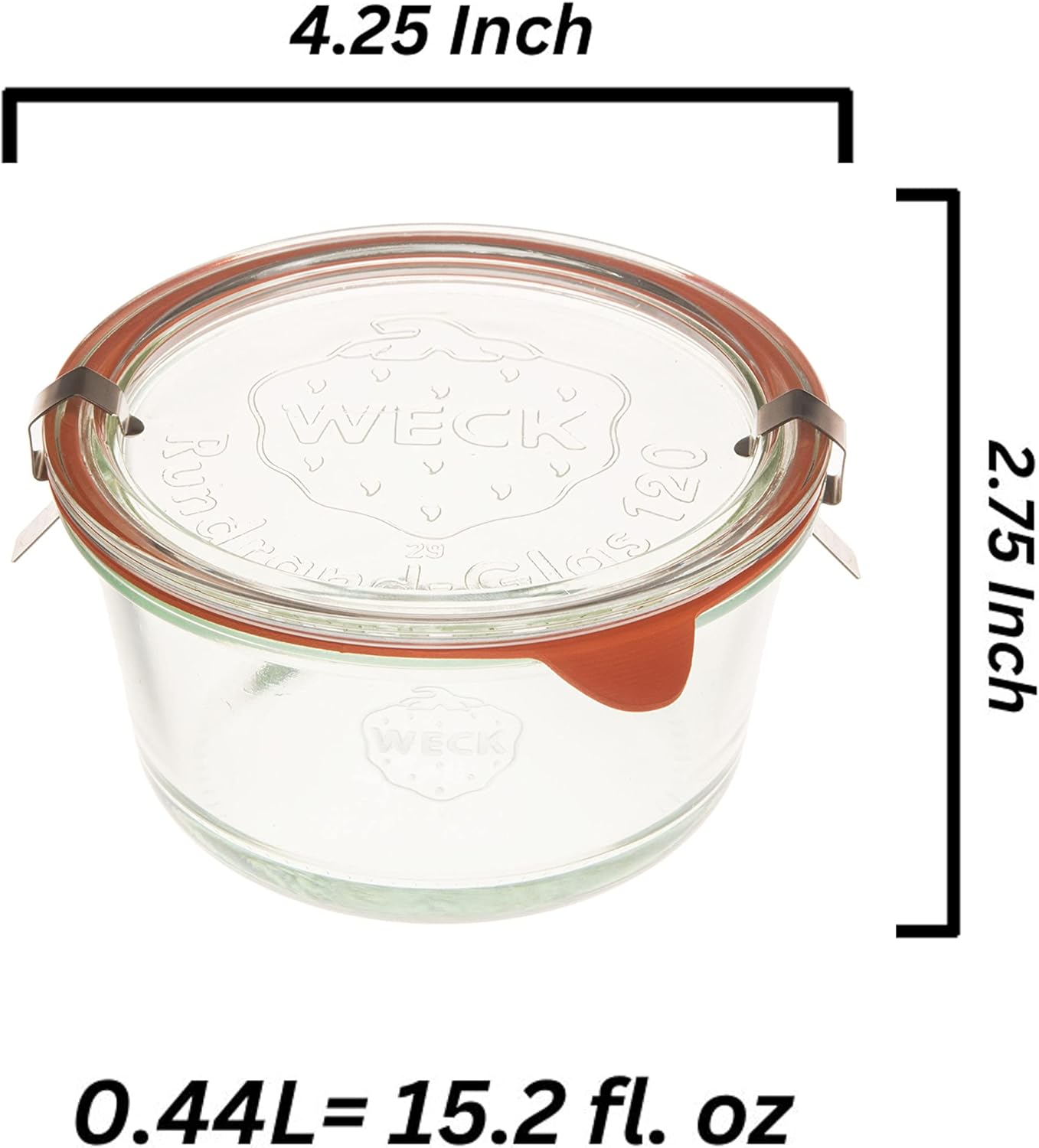 Weck Medium Transparent Glass Canning Jar - 565 fl oz with Airtight Lid