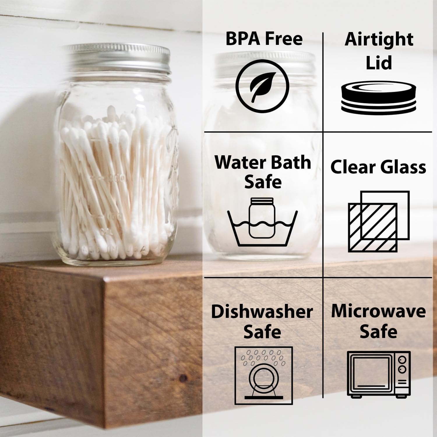 Mason Jars 12Pack of 32oz Airtight Made in USA